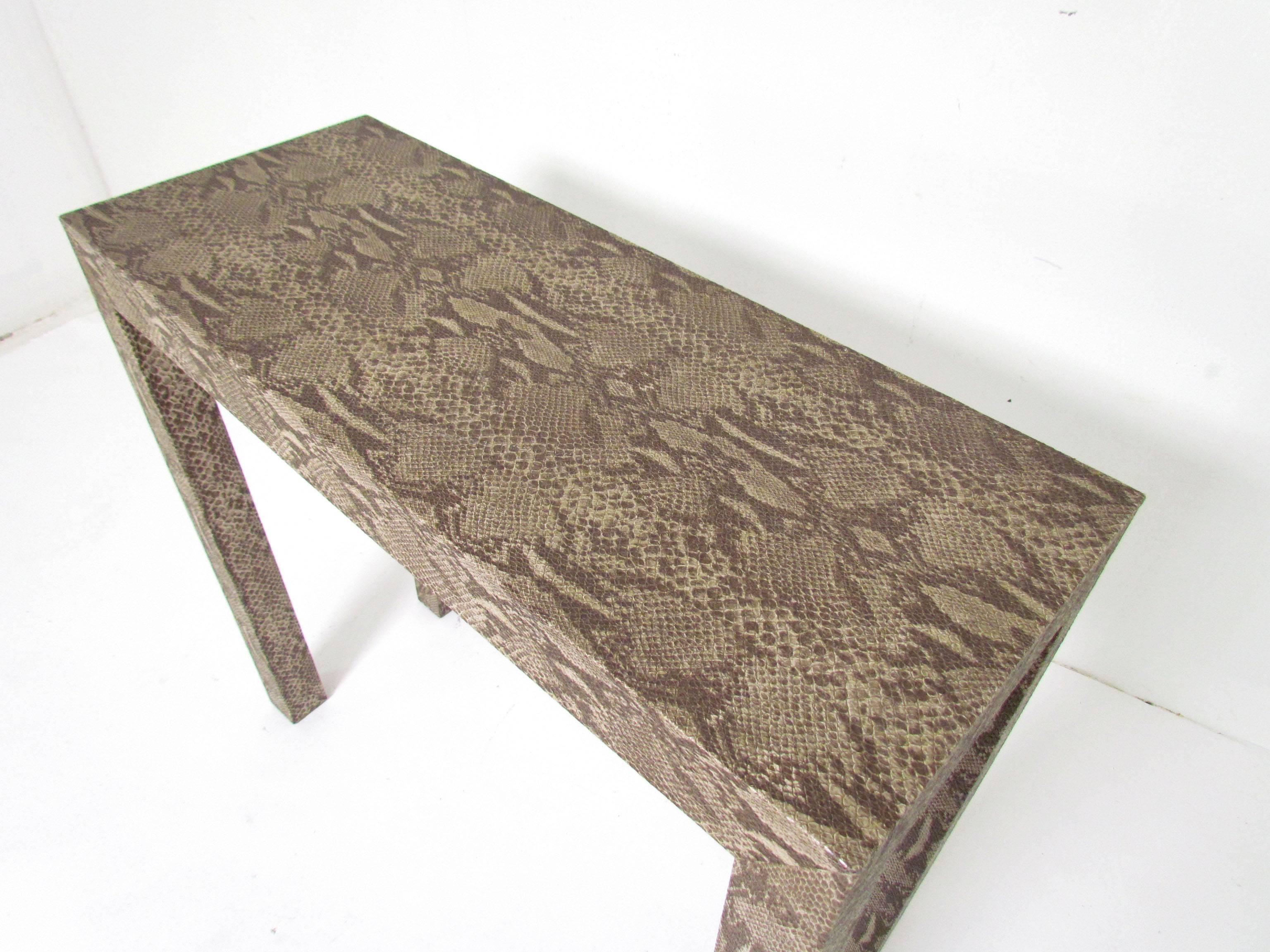 Unknown Console Table Wrapped in Faux Python in Manner of Karl Springer, circa 1970s