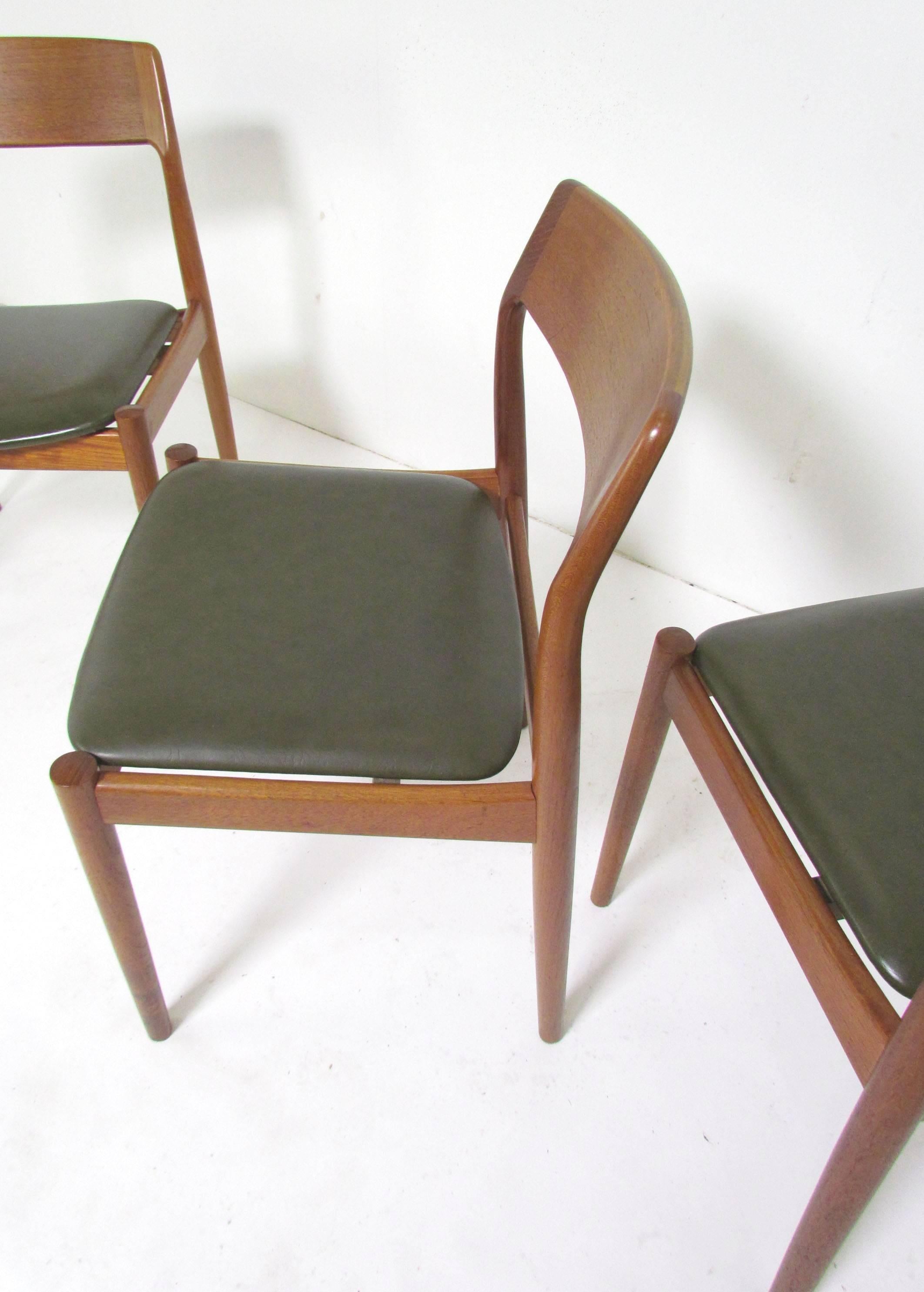 Set of Six Danish Teak Dining Chairs with Carved Backs by Scantic Mobelvaerk 2