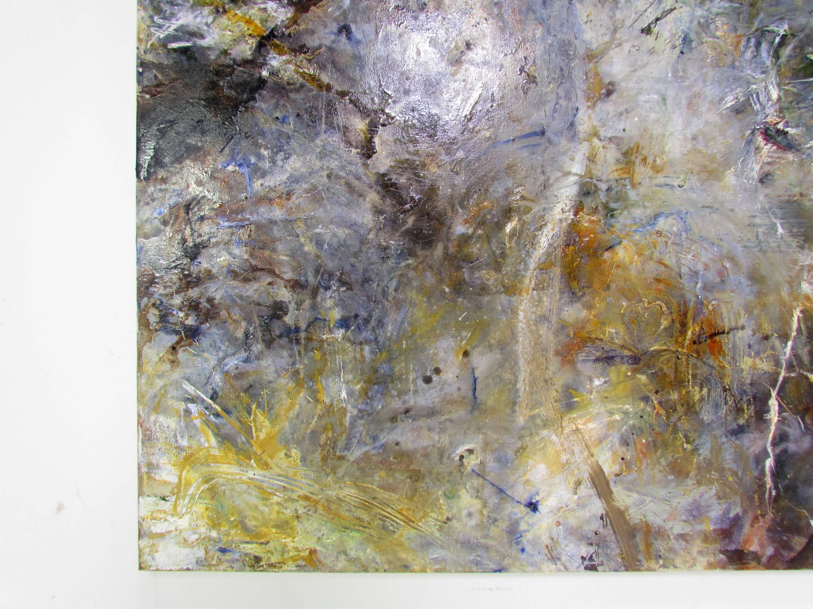 British Abstract Ethereal Large Oil Painting on Canvas by Noted Artist Rachel Budd