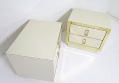 Pair of Hollywood Regency Style Nightstands with Brass Hardware