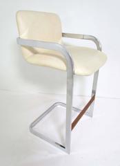 Pair of Chrome Cantilever Bar Stools by Design Institute America (DIA)