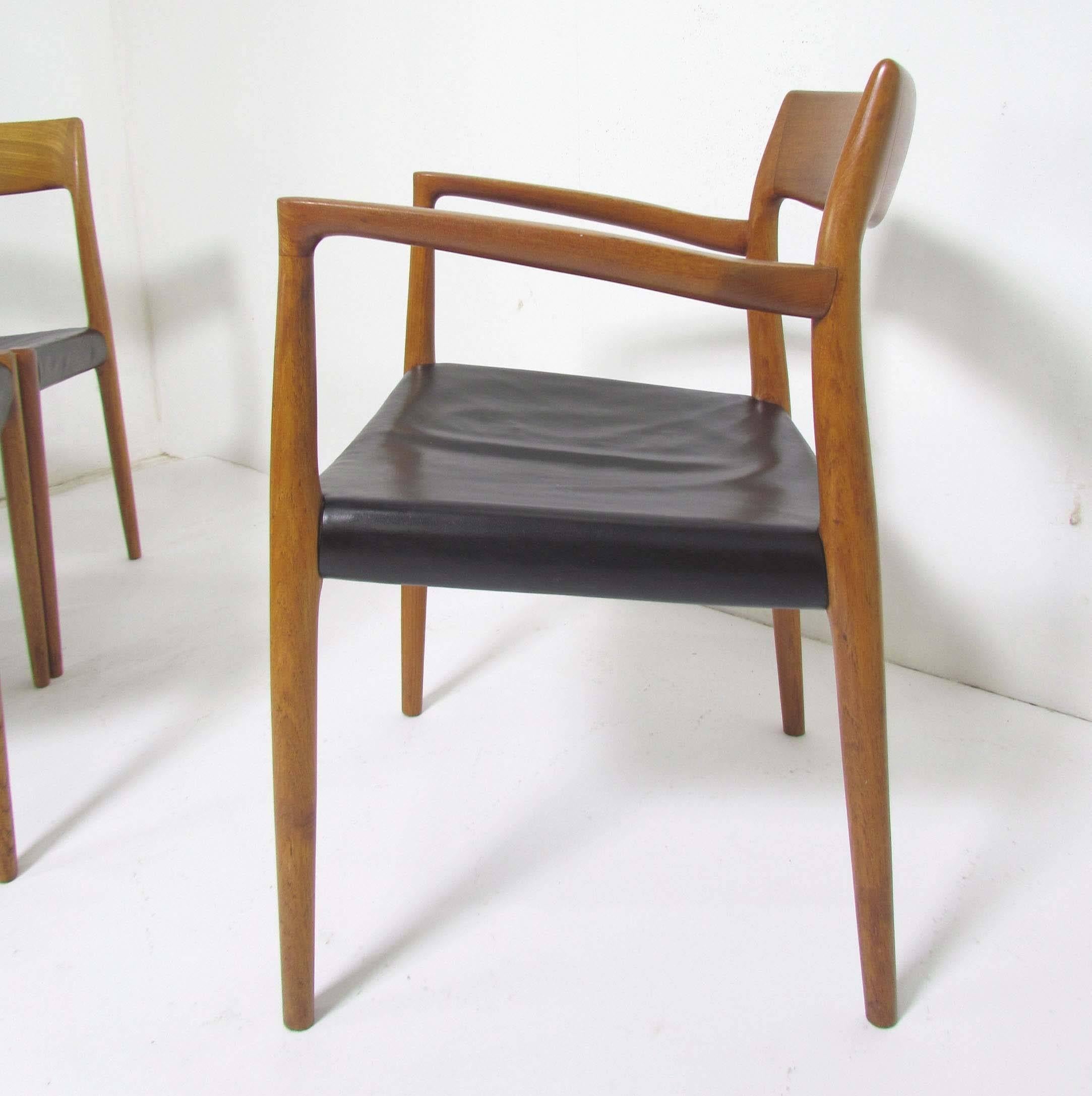 Scandinavian Modern Set of Five Danish Teak Dining Chairs by Niels Moller for Jl Moller, circa 1960s