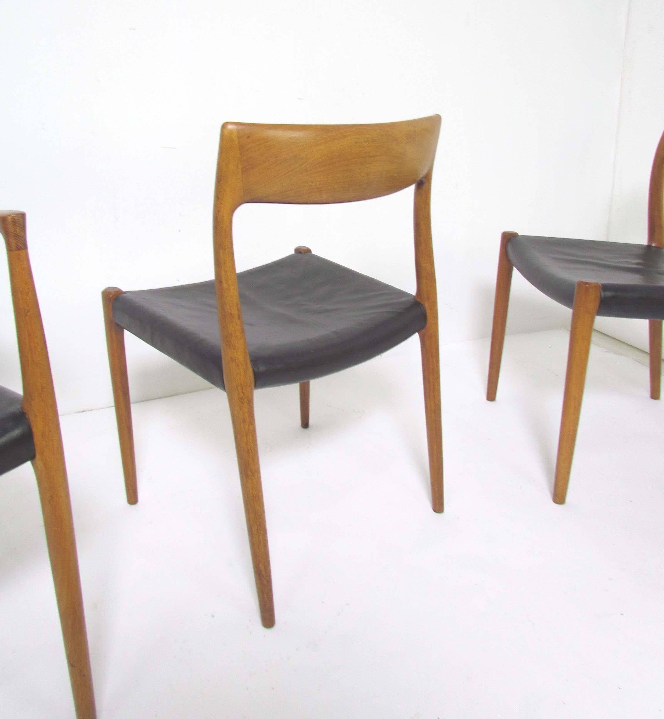 Set of Five Danish Teak Dining Chairs by Niels Moller for Jl Moller, circa 1960s 2