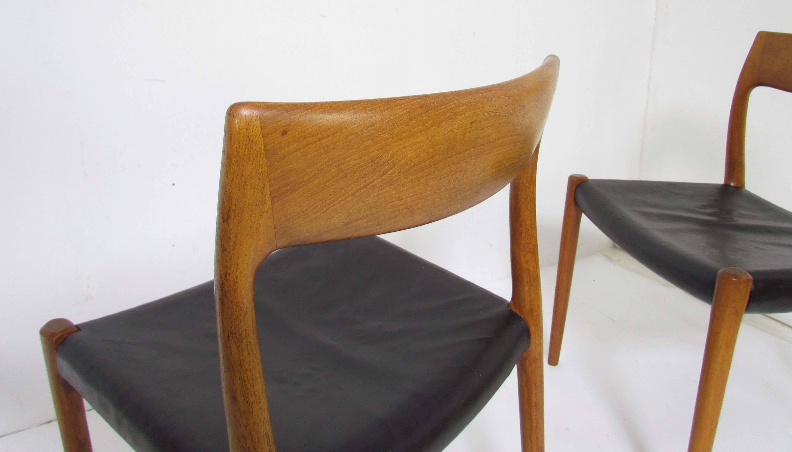 Set of Five Danish Teak Dining Chairs by Niels Moller for Jl Moller, circa 1960s 3