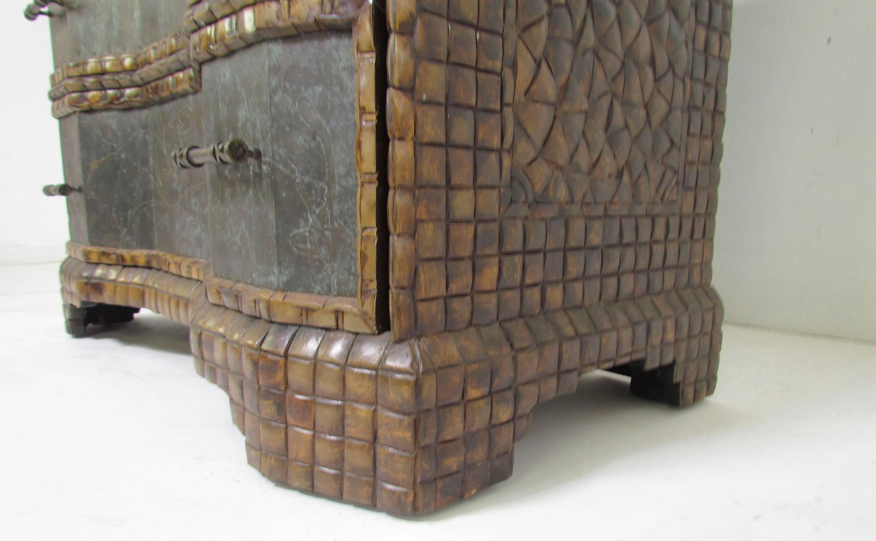 Maitland-Smith Etched Bronze and Coconut Shell Commode, circa 1970s 1