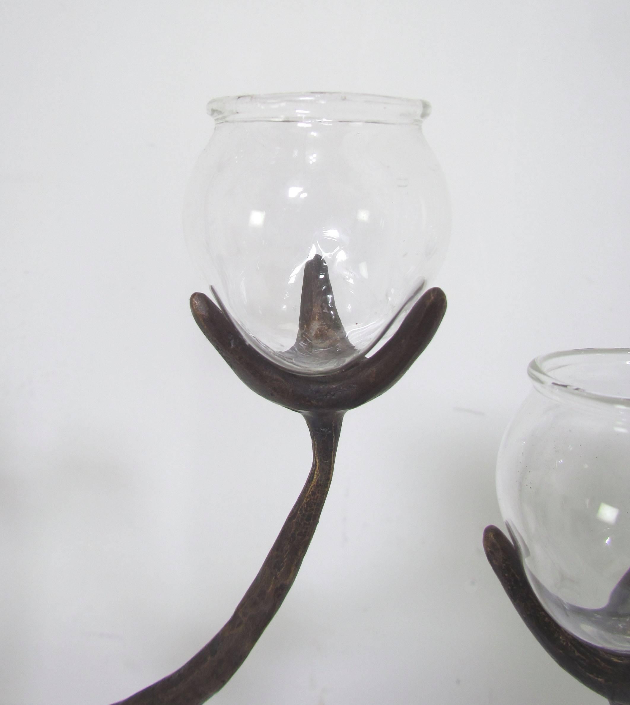 Aharon Bezalel Bronze Sculpture Menorah Candelabra in Three Parts, circa 1970s 1