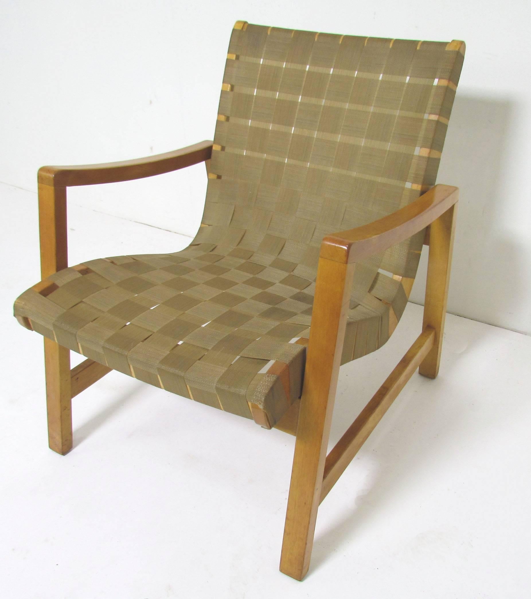 Mid-Century Modern Jens Risom Lounge Chair with Original Webbing for Knoll, circa 1950s