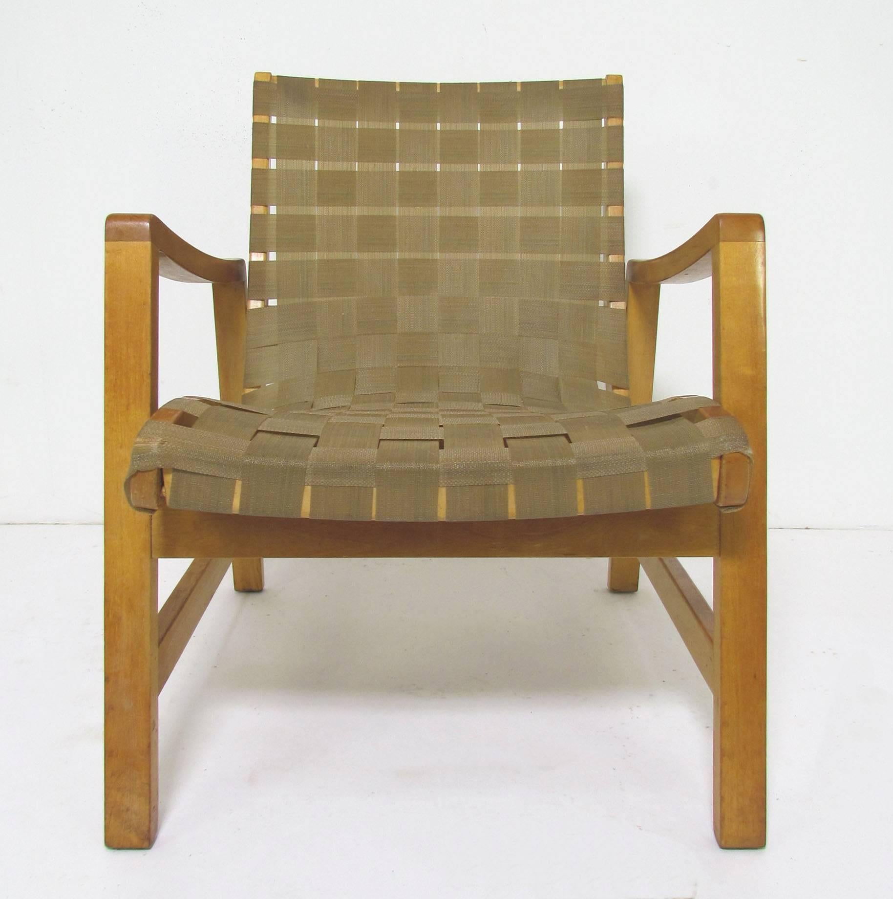American Jens Risom Lounge Chair with Original Webbing for Knoll, circa 1950s