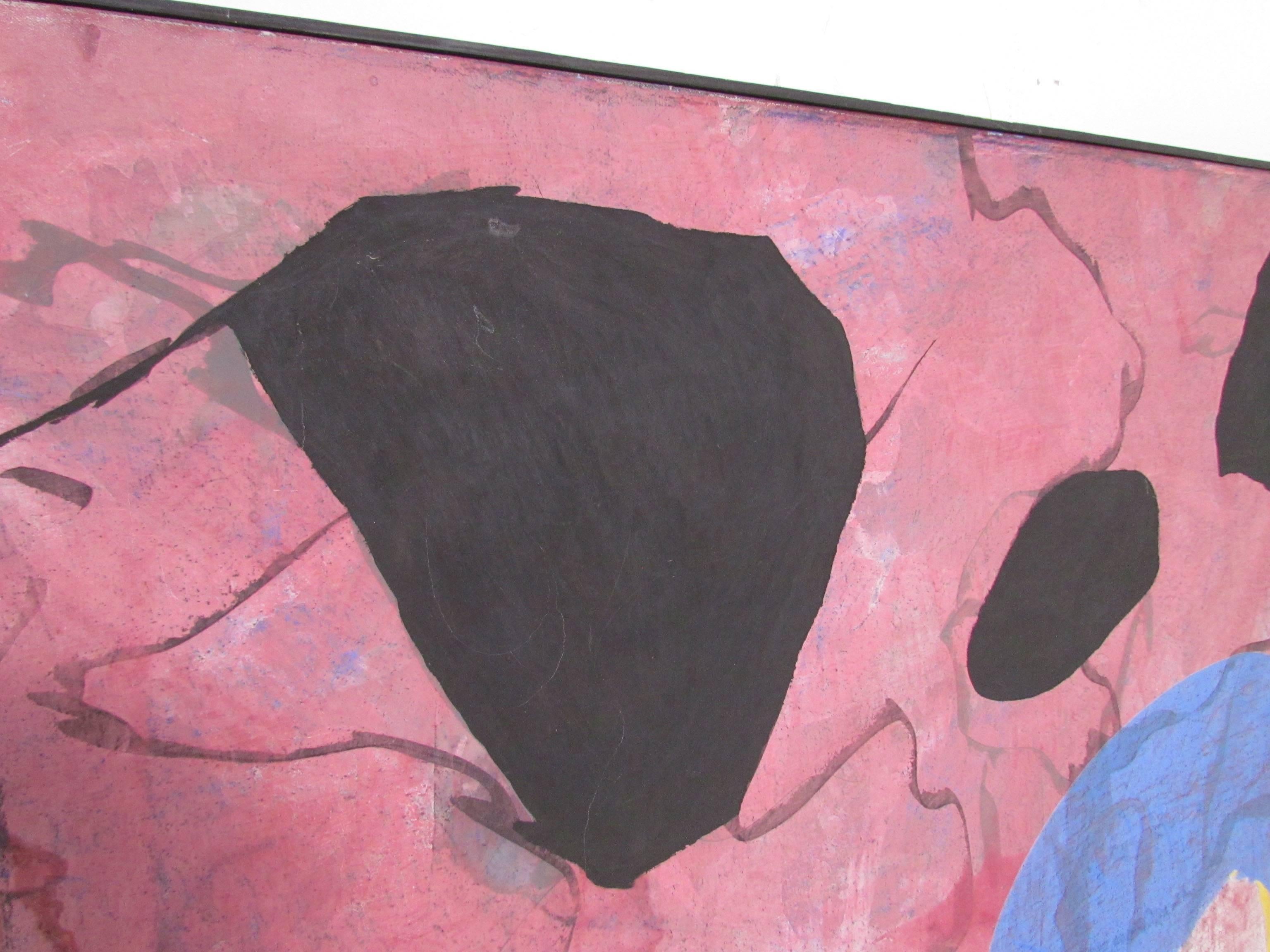 Abstract Modernist Painting by French Artist Jeanick Bouys In Excellent Condition In Peabody, MA