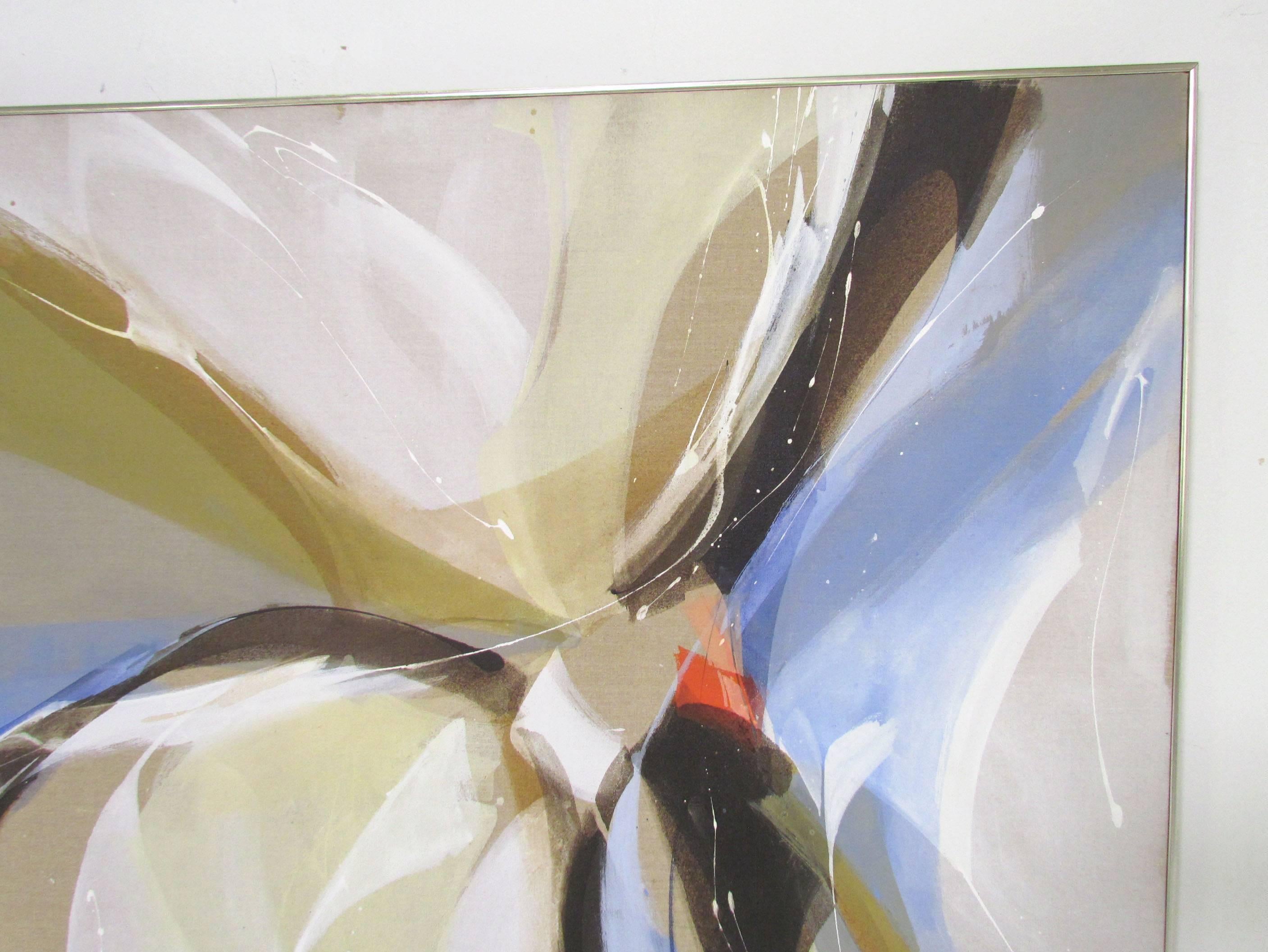 Mid-Century Modern Large Abstract Painting Signed J. Nagel, circa 1970s