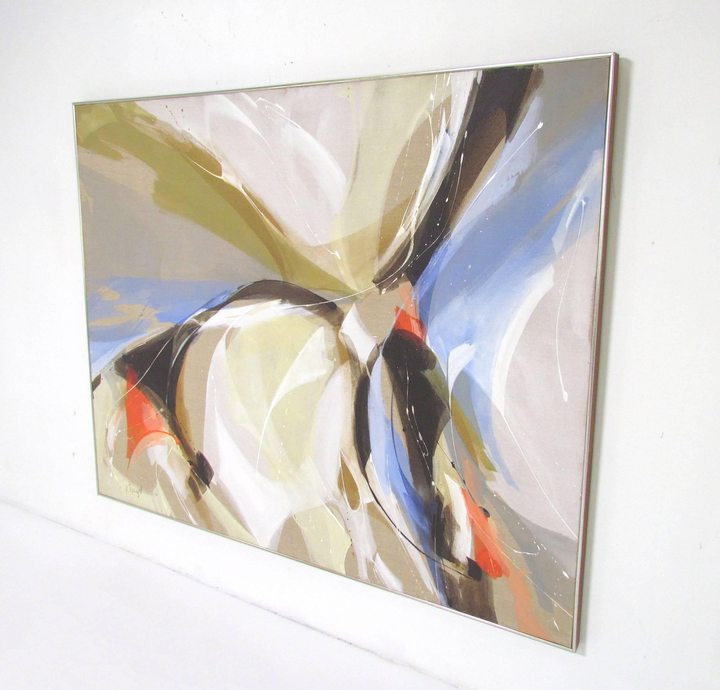 Late 20th Century Large Abstract Painting Signed J. Nagel, circa 1970s