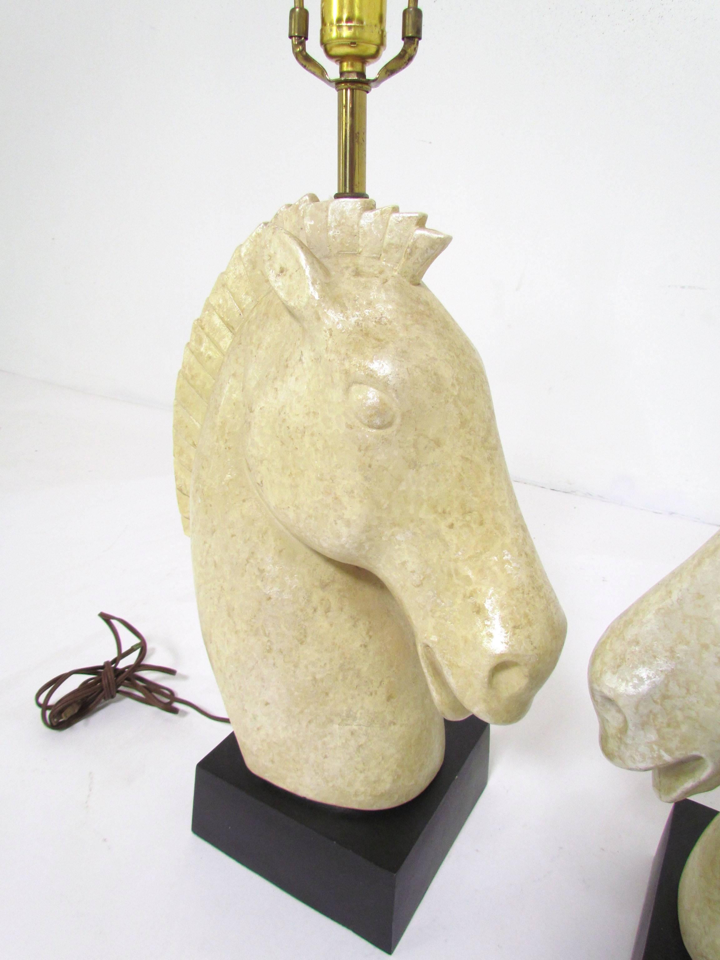 Mid-Century Modern Pair of Fortune Lamp Co. Horse Head Table Lamps, 1961