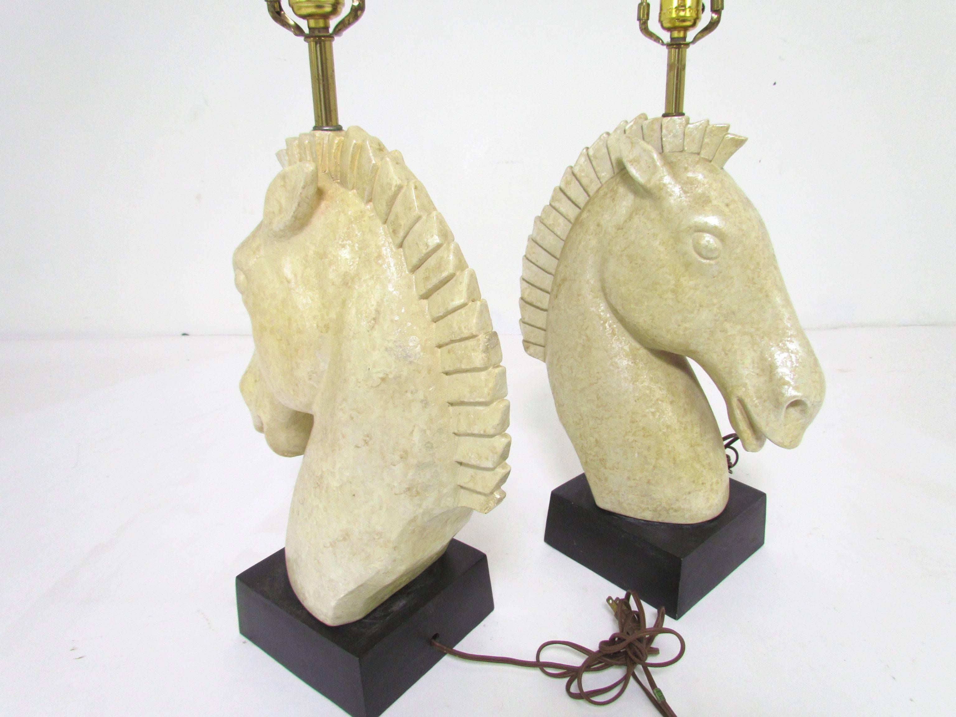 Pair of Fortune Lamp Co. Horse Head Table Lamps, 1961 In Good Condition In Peabody, MA