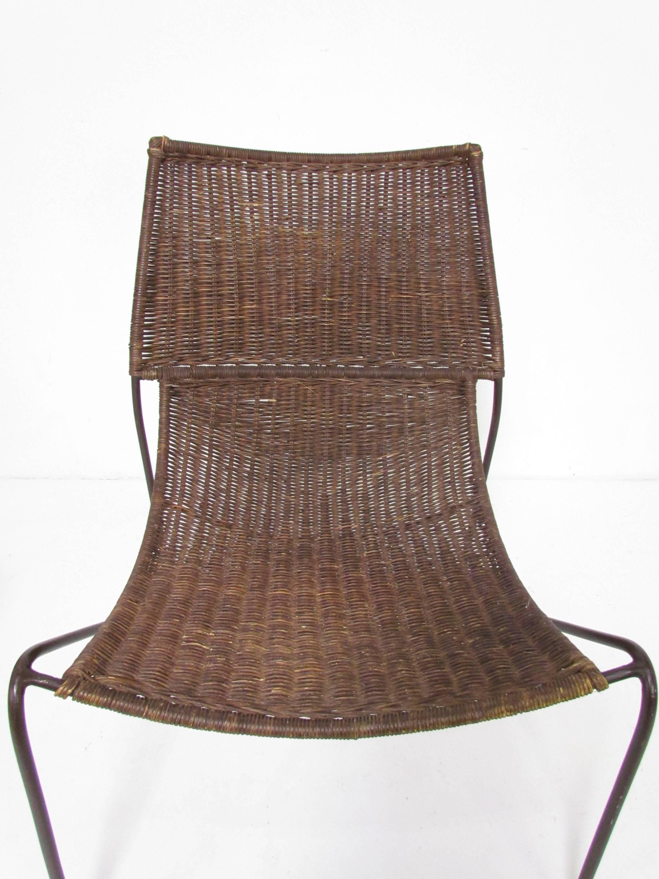 Late 20th Century Pair of Scoop Form Wicker Lounge Chairs in the Manner of Van Keppel and Green