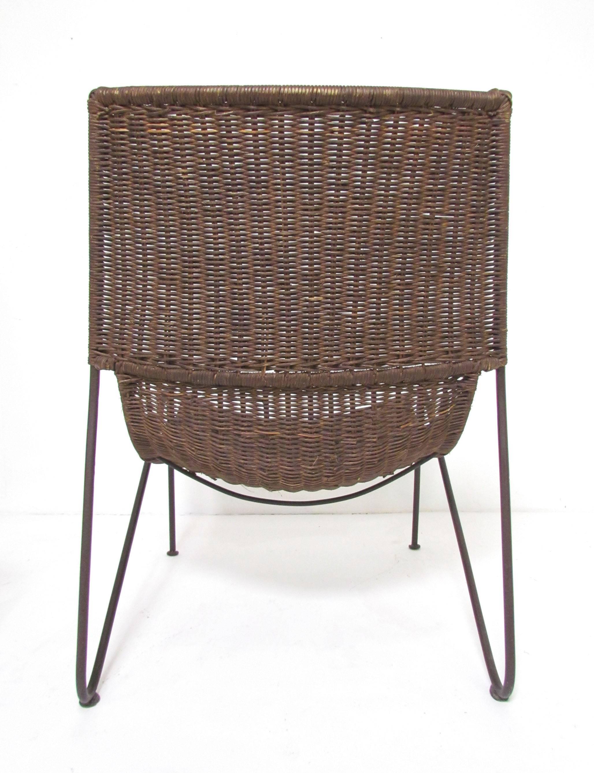 Unknown Pair of Scoop Form Wicker Lounge Chairs in the Manner of Van Keppel and Green