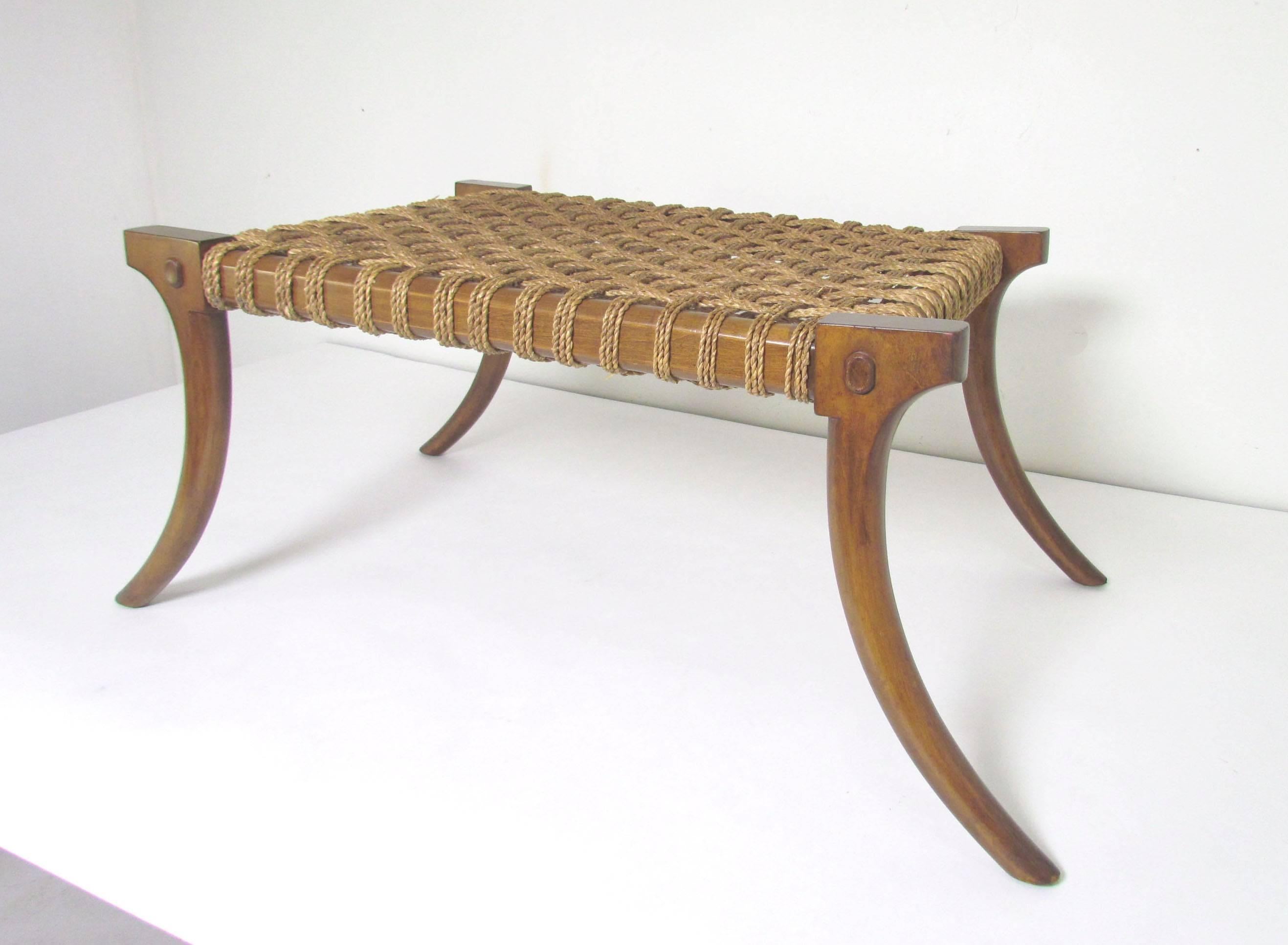 Klismos style bench form coffee table in a particularly large size, 42.5