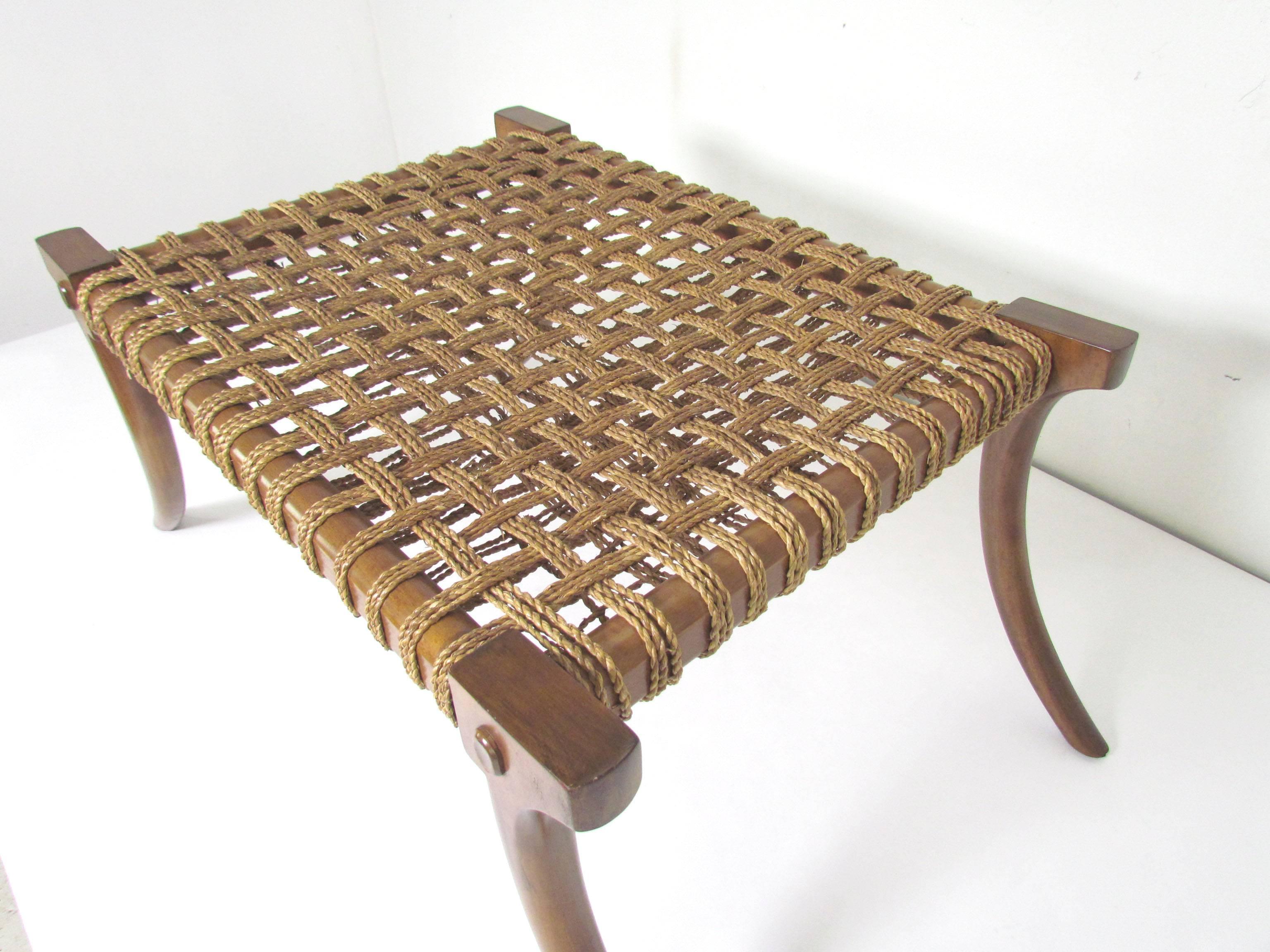 Unknown Klismos Bench or Coffee Table with Rope Seat, circa 1960s