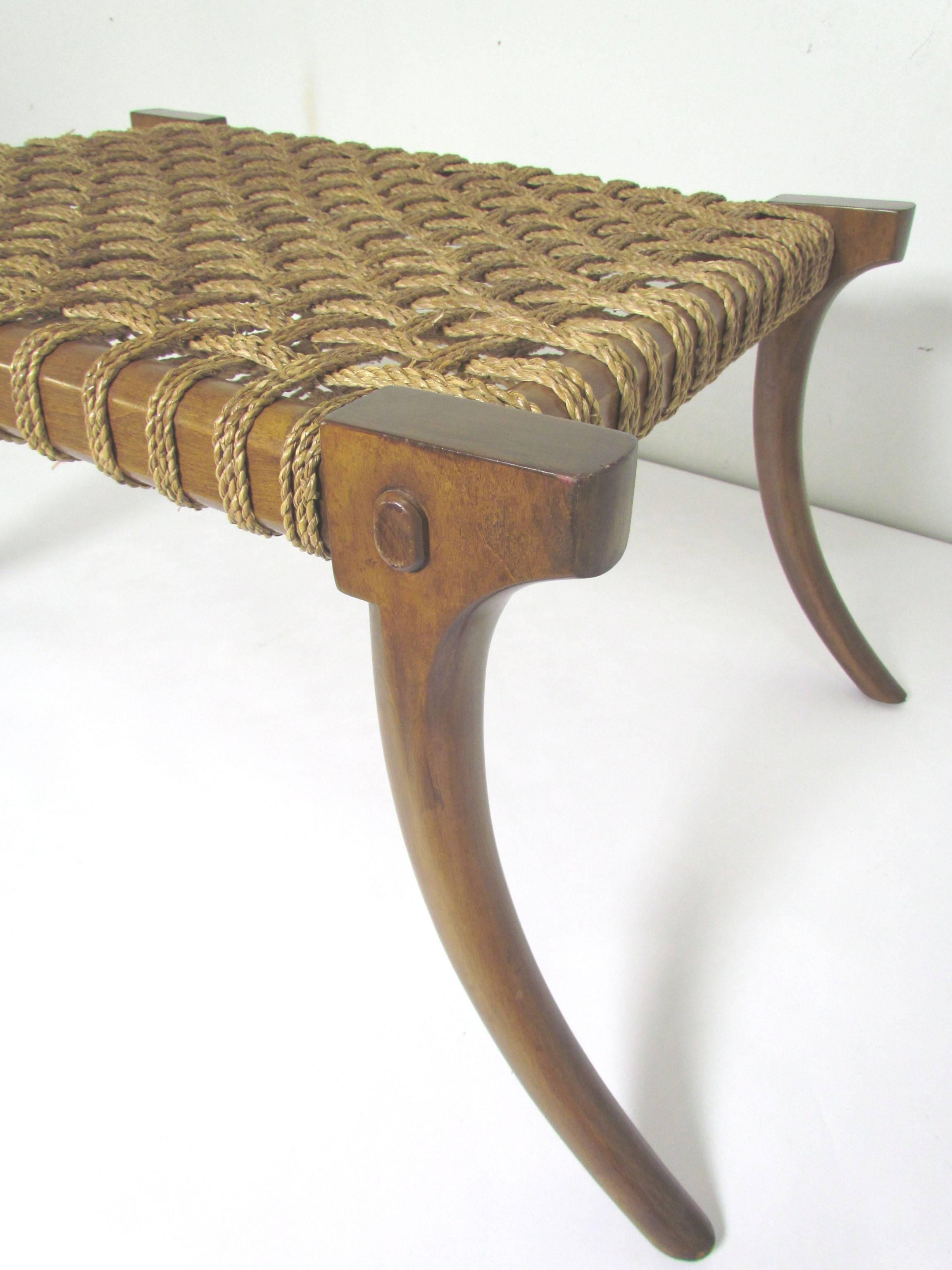 Klismos Bench or Coffee Table with Rope Seat, circa 1960s 1