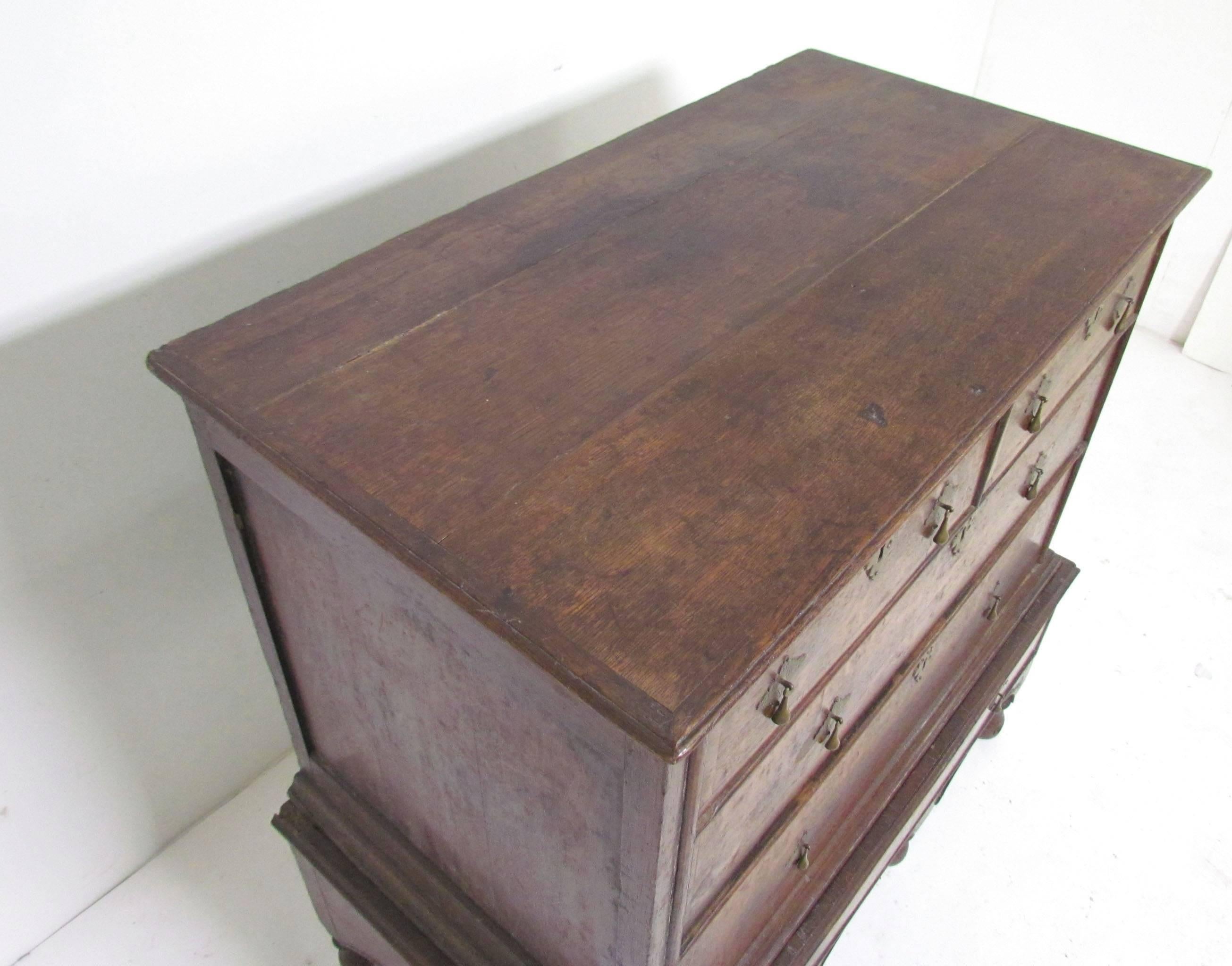 17th Century William and Mary Oak and Walnut Chest on Stand