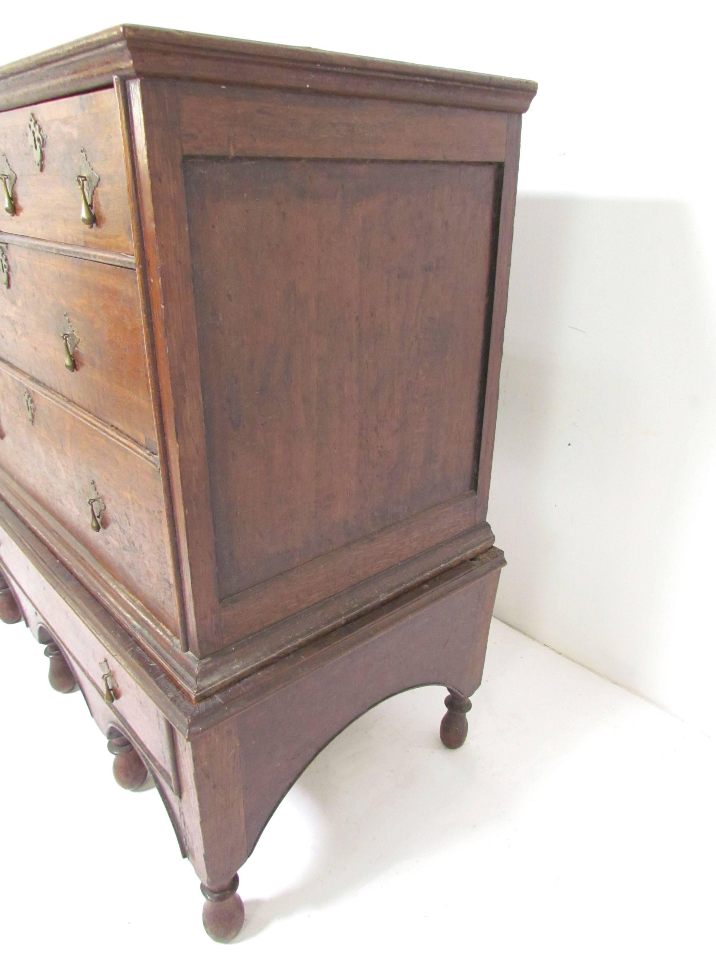 William and Mary Oak and Walnut Chest on Stand 1