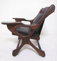 Don Shoemaker "Swinger" Sling Leather and Rosewood Lounge Chair