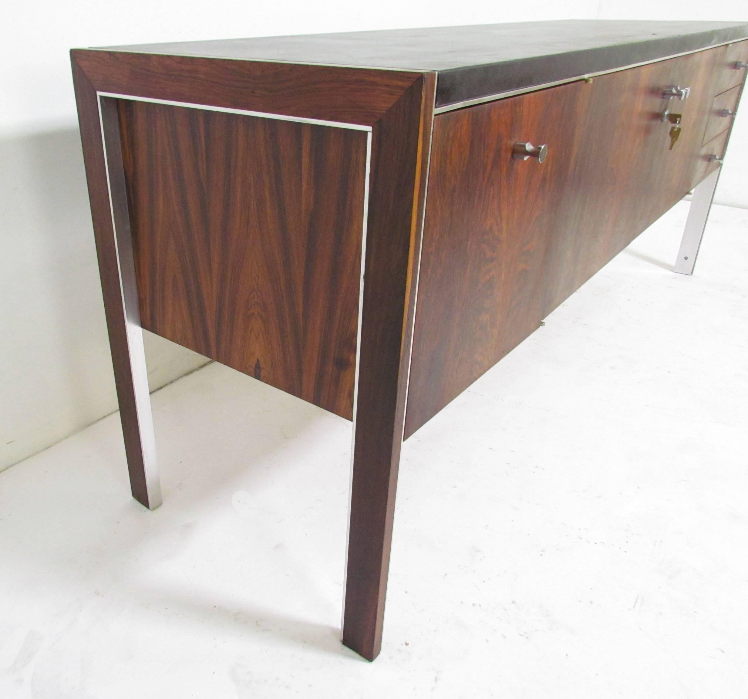 Late 20th Century Rosewood Credenza with Leather Top by Herman Miller for Biltrite, circa 1970s
