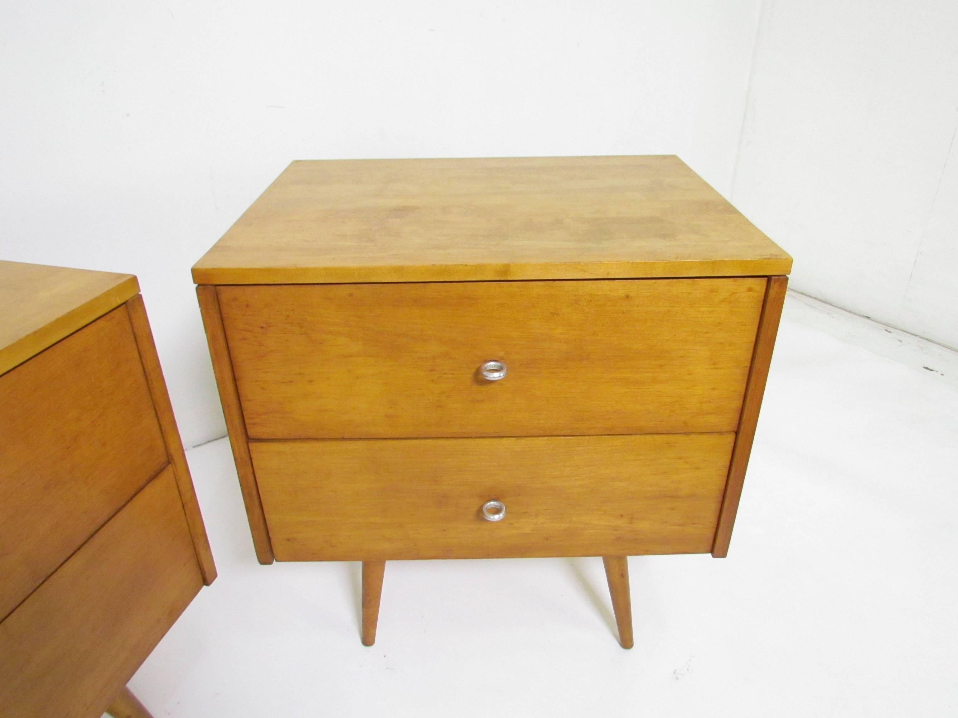 American Pair of Paul McCobb Planner Group Nightstands or Two-Drawer Cabinets, circa 1950