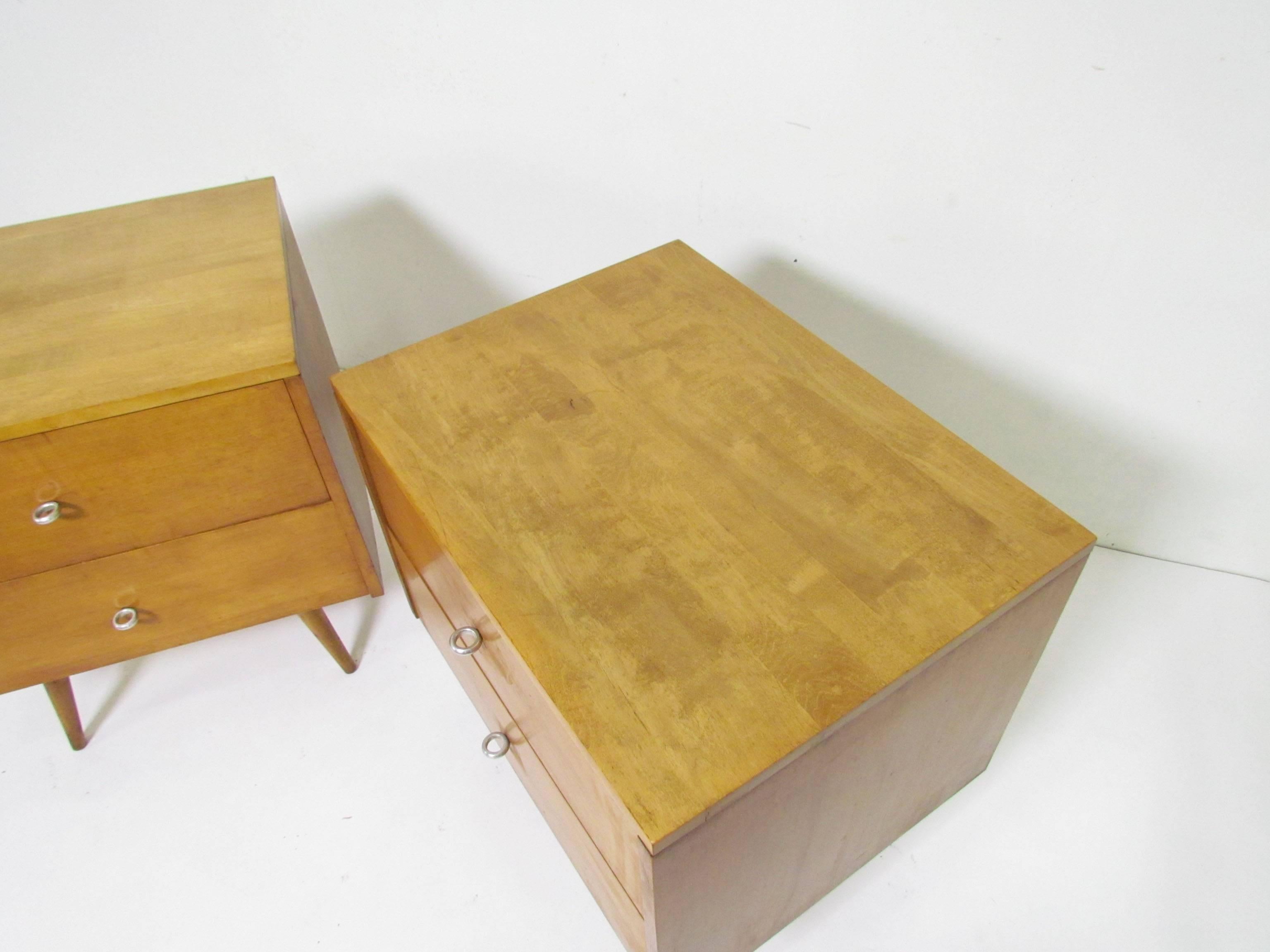 Pair of Paul McCobb Planner Group Nightstands or Two-Drawer Cabinets, circa 1950 In Good Condition In Peabody, MA