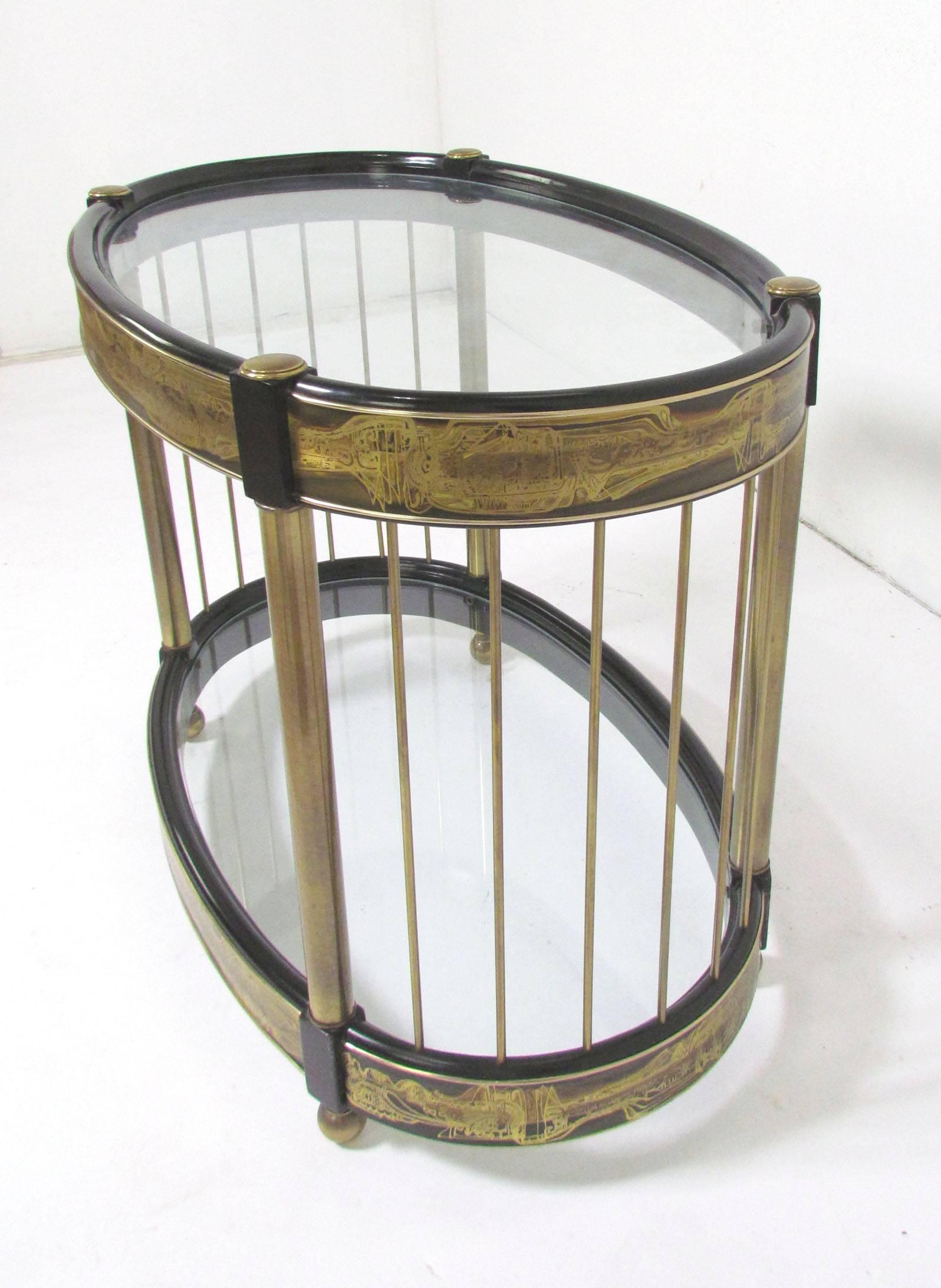 Late 20th Century Bernhard Rohne for Mastercraft Acid Etched Brass Side Table, circa 1970s