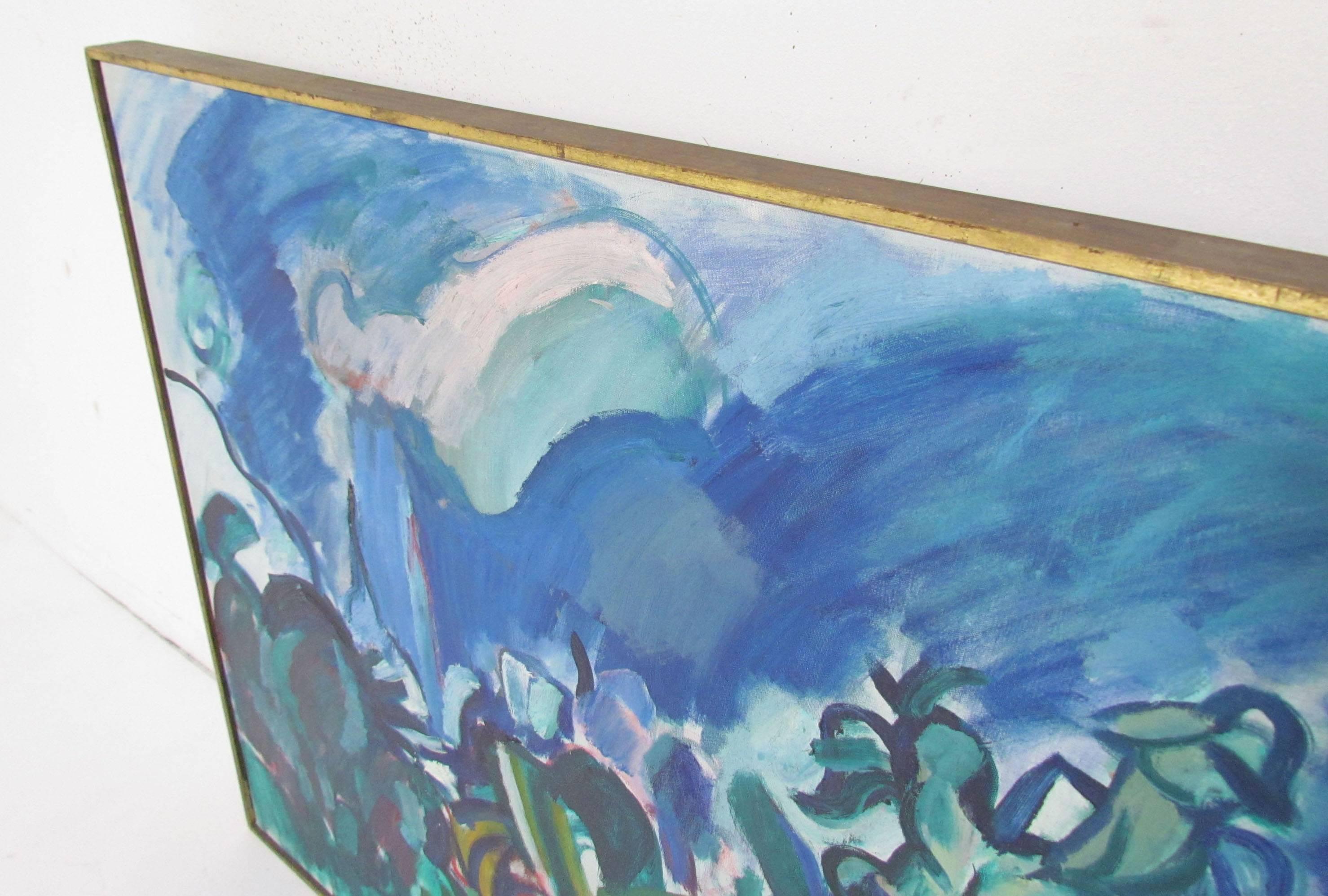 Mid-20th Century Abstract Landscape Painting by Boston Artist Marilyn Powers, 1961
