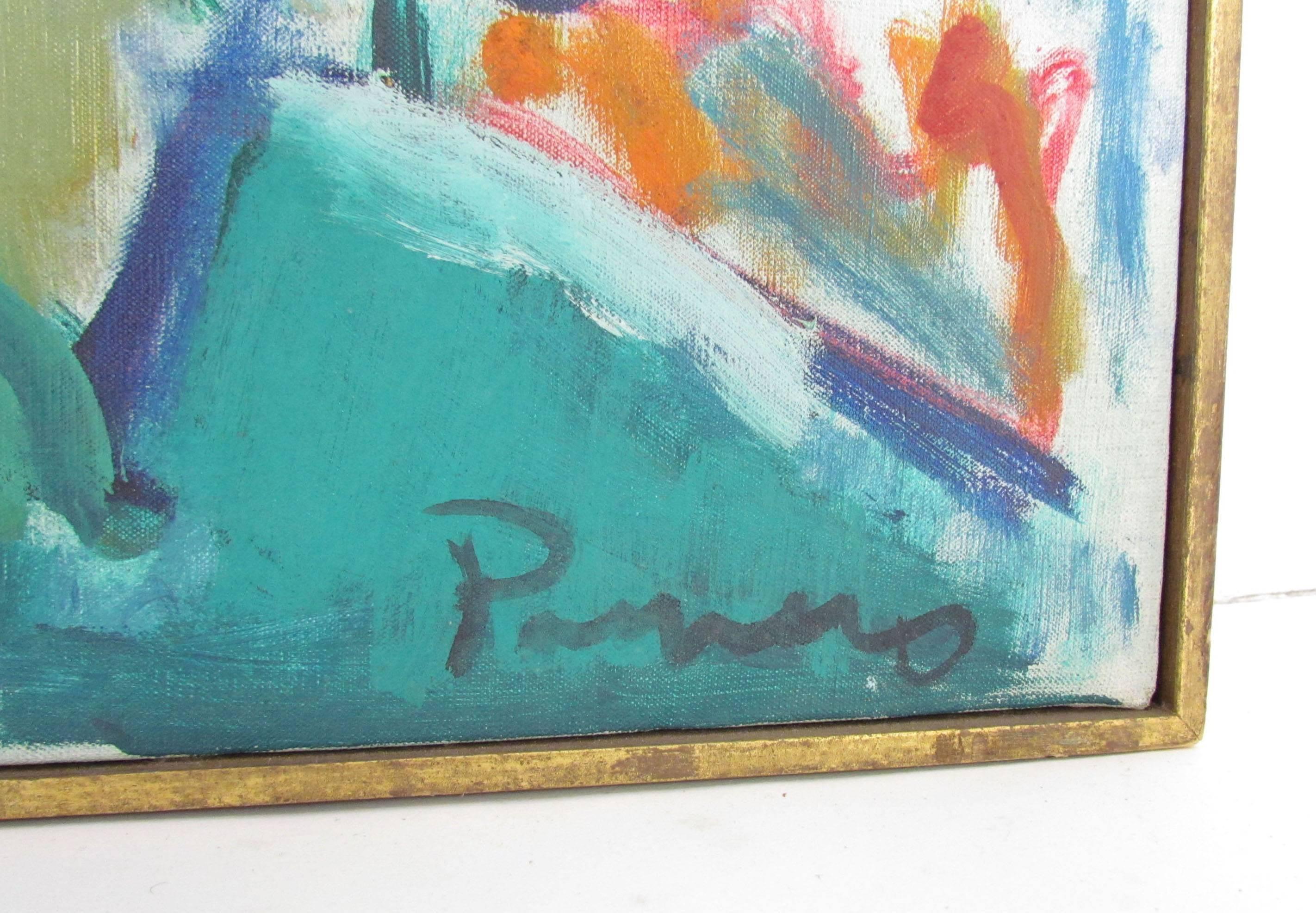 Abstract Landscape Painting by Boston Artist Marilyn Powers, 1961 In Excellent Condition In Peabody, MA