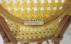 Set of Four Vintage J. Gatti French Handmade Bistro Dining Chairs, Bamboo & Cane