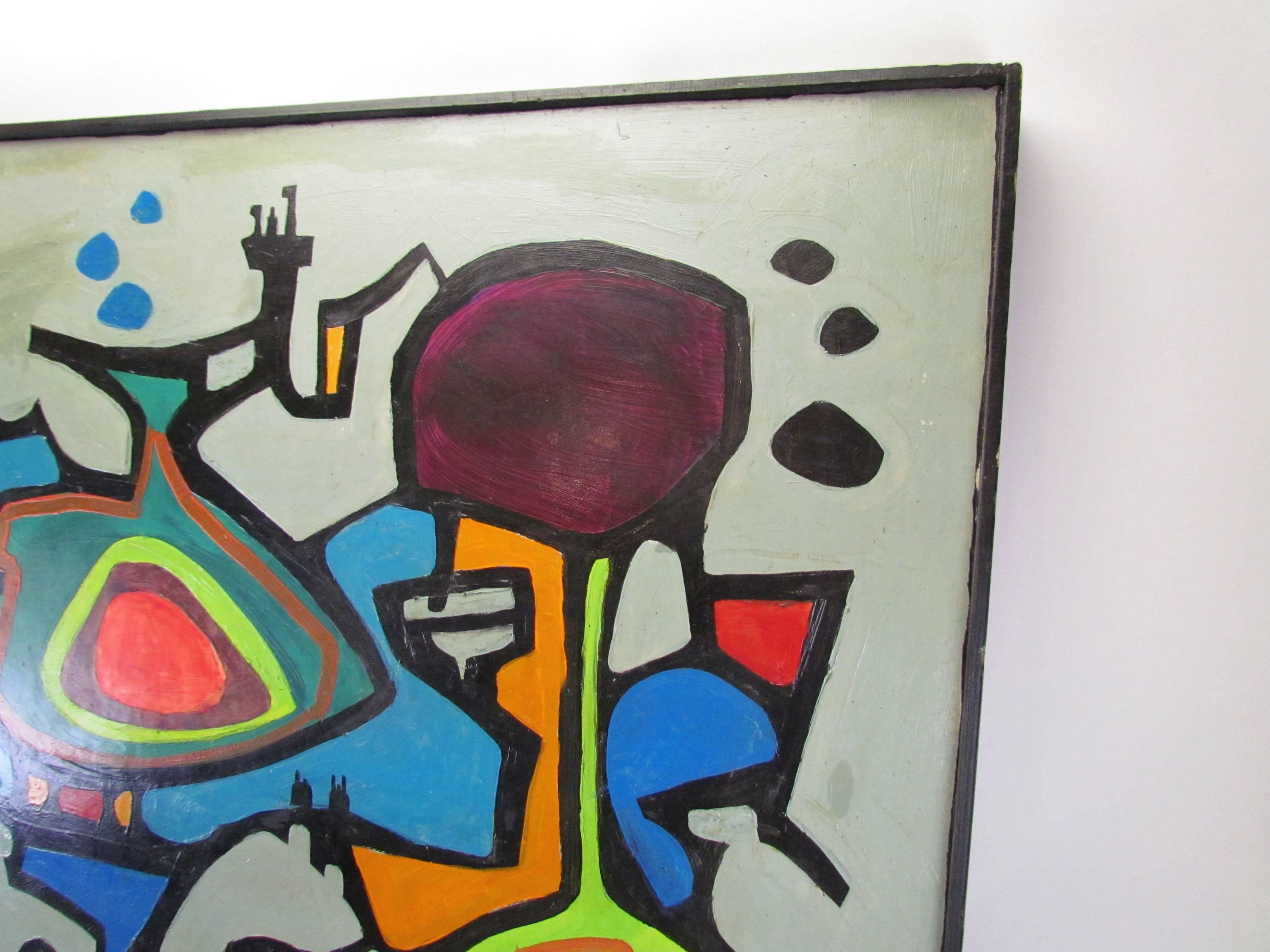 Mid-Century Modern Abstract Oil by Ionis B. Martin, circa 1960s