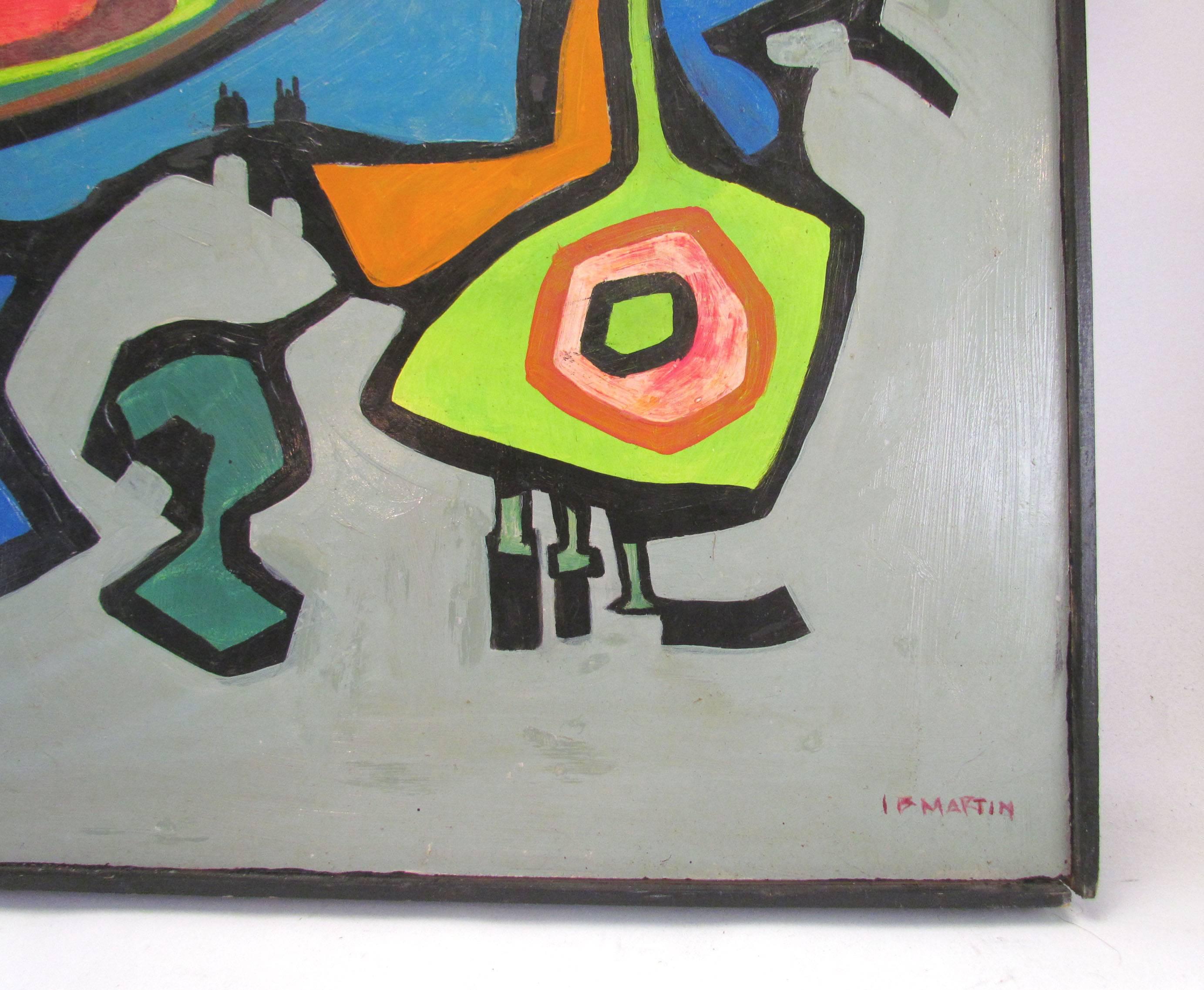 Abstract Oil by Ionis B. Martin, circa 1960s In Good Condition In Peabody, MA