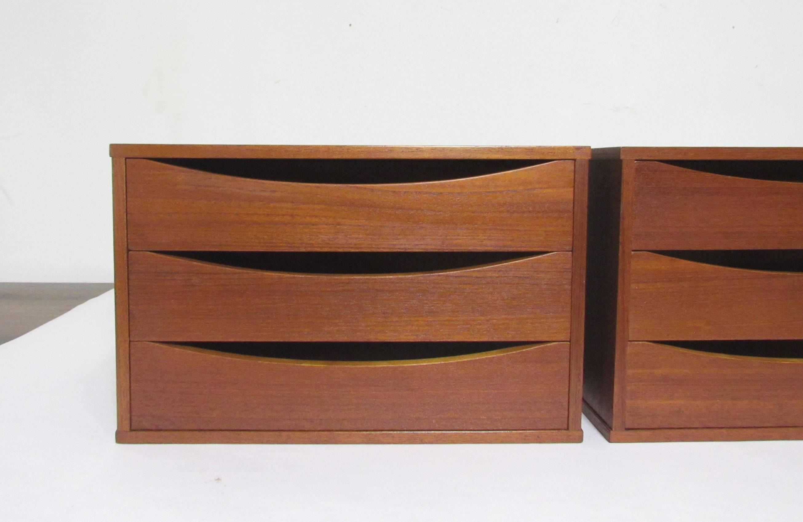 Pair of Arne Vodder Danish Teak Jewelry Boxes or Desk Organizers In Good Condition In Peabody, MA