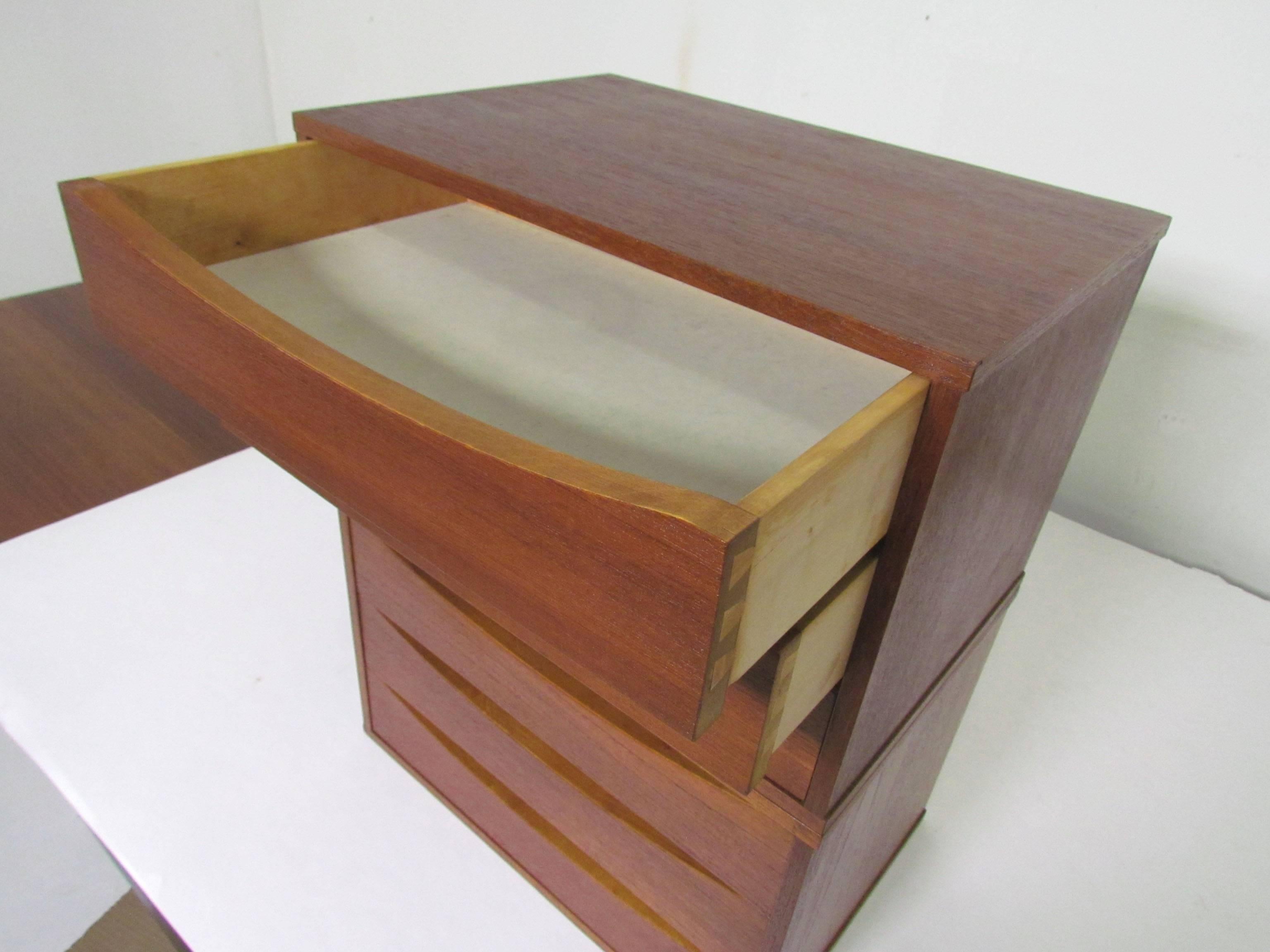 Pair of Arne Vodder Danish Teak Jewelry Boxes or Desk Organizers 2