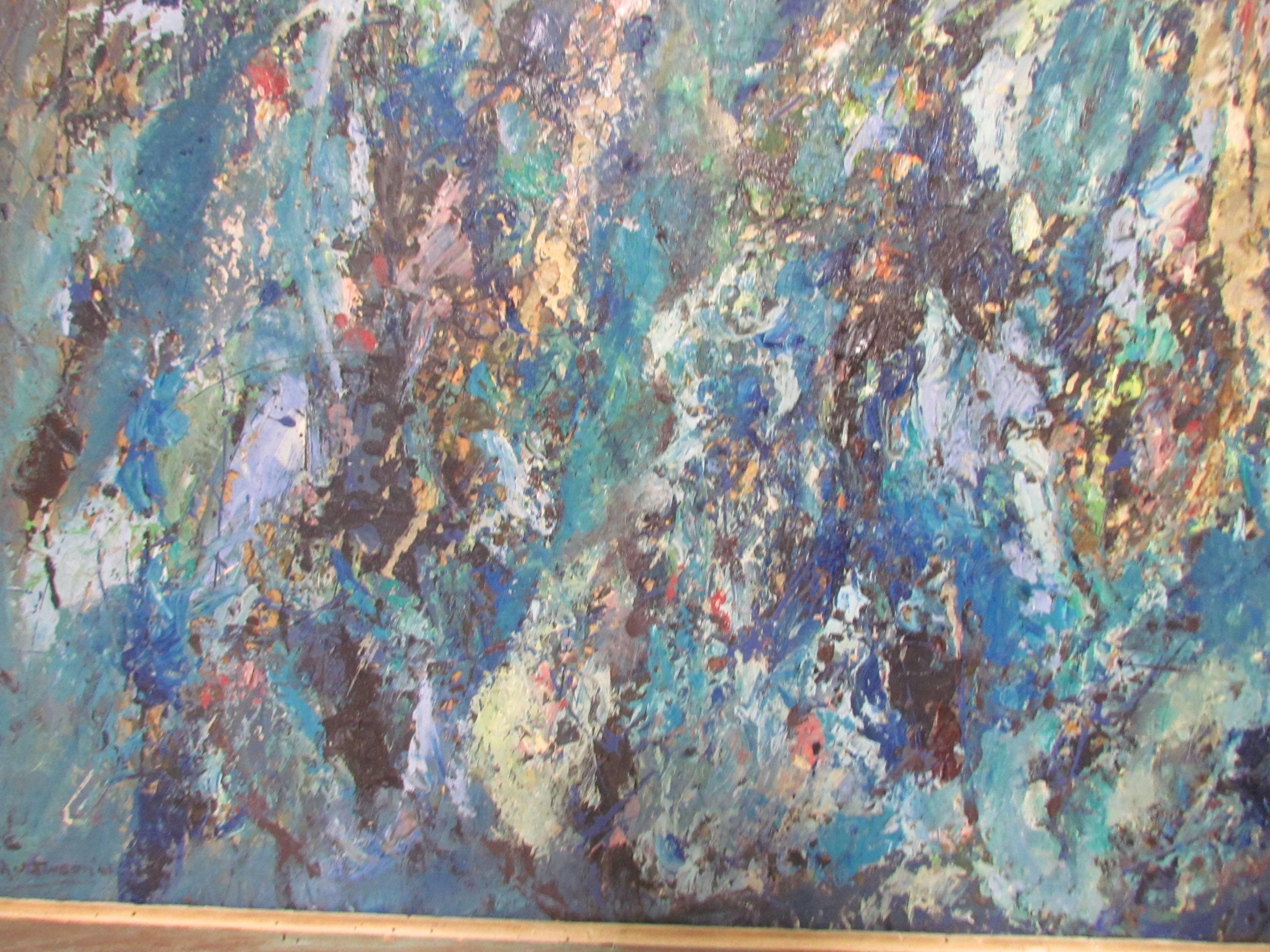 Mid-20th Century Abstract Expressionist Oil by Virginia Mortenson Francis, 1961