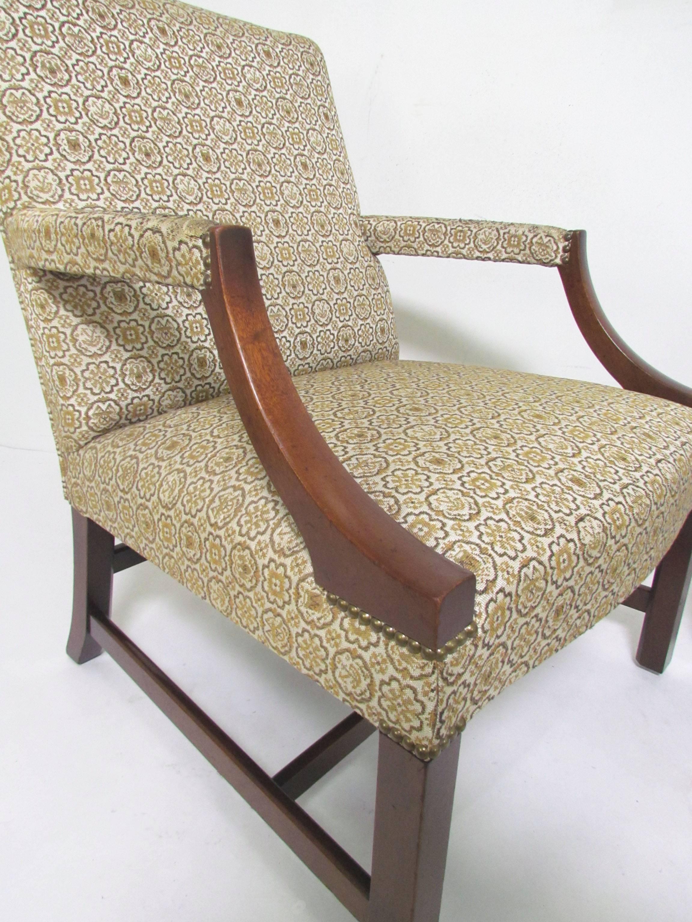 Late 20th Century Pair of Baker Furniture George III Style Gainsborough Library Chairs