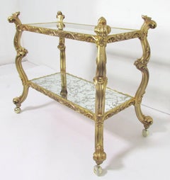French Carved Gilt Rococo Bar Cart, circa 1960s