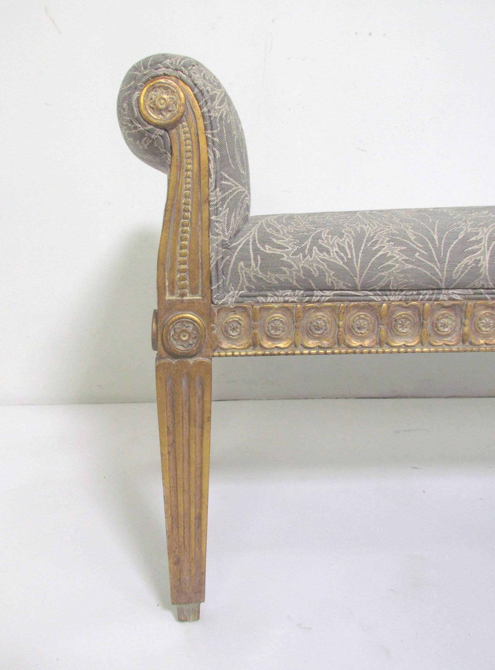 American Neoclassical Style Bench Carved Giltwood Frame by Meyer Gunther Martini