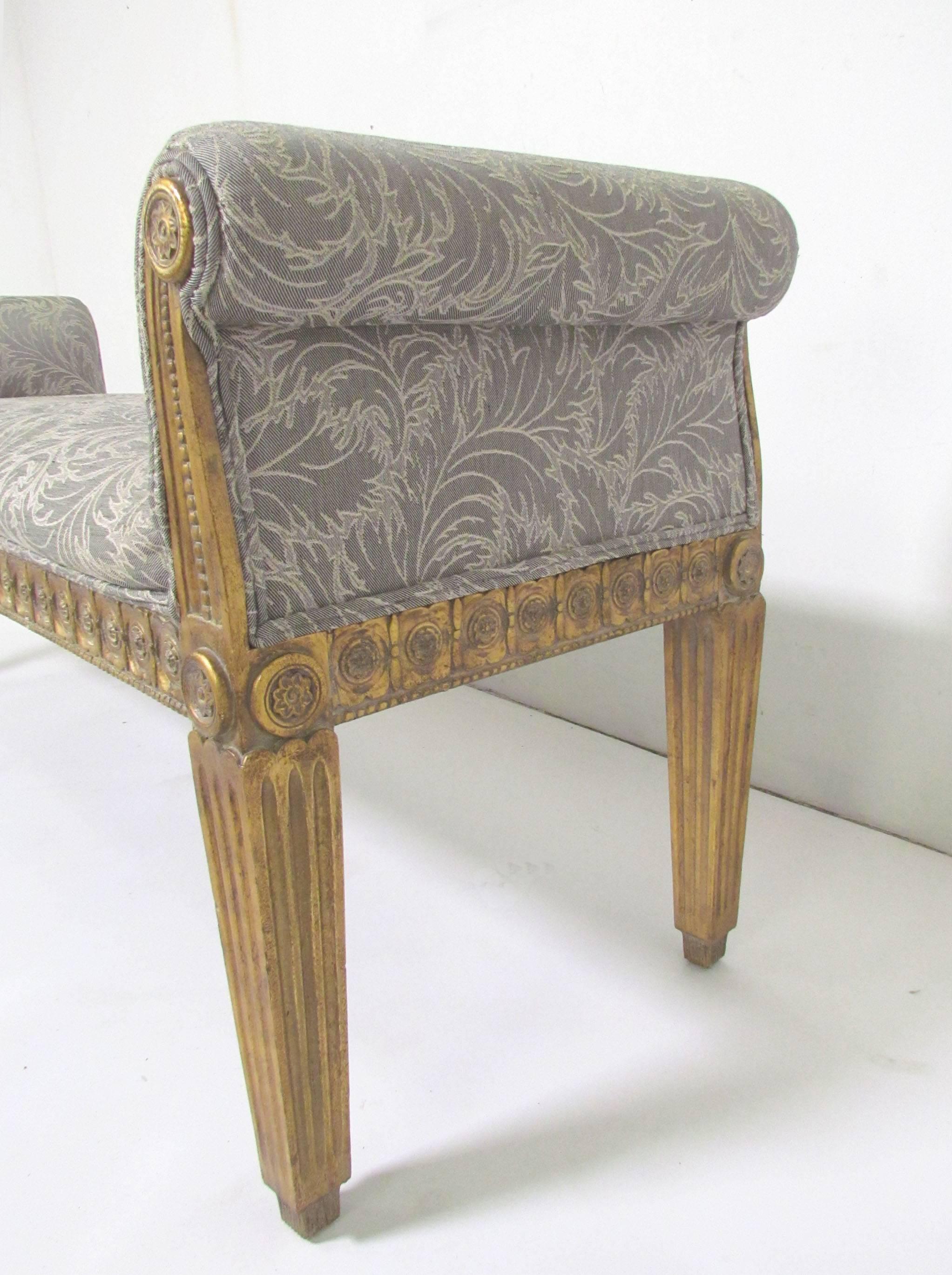 Late 20th Century Neoclassical Style Bench Carved Giltwood Frame by Meyer Gunther Martini