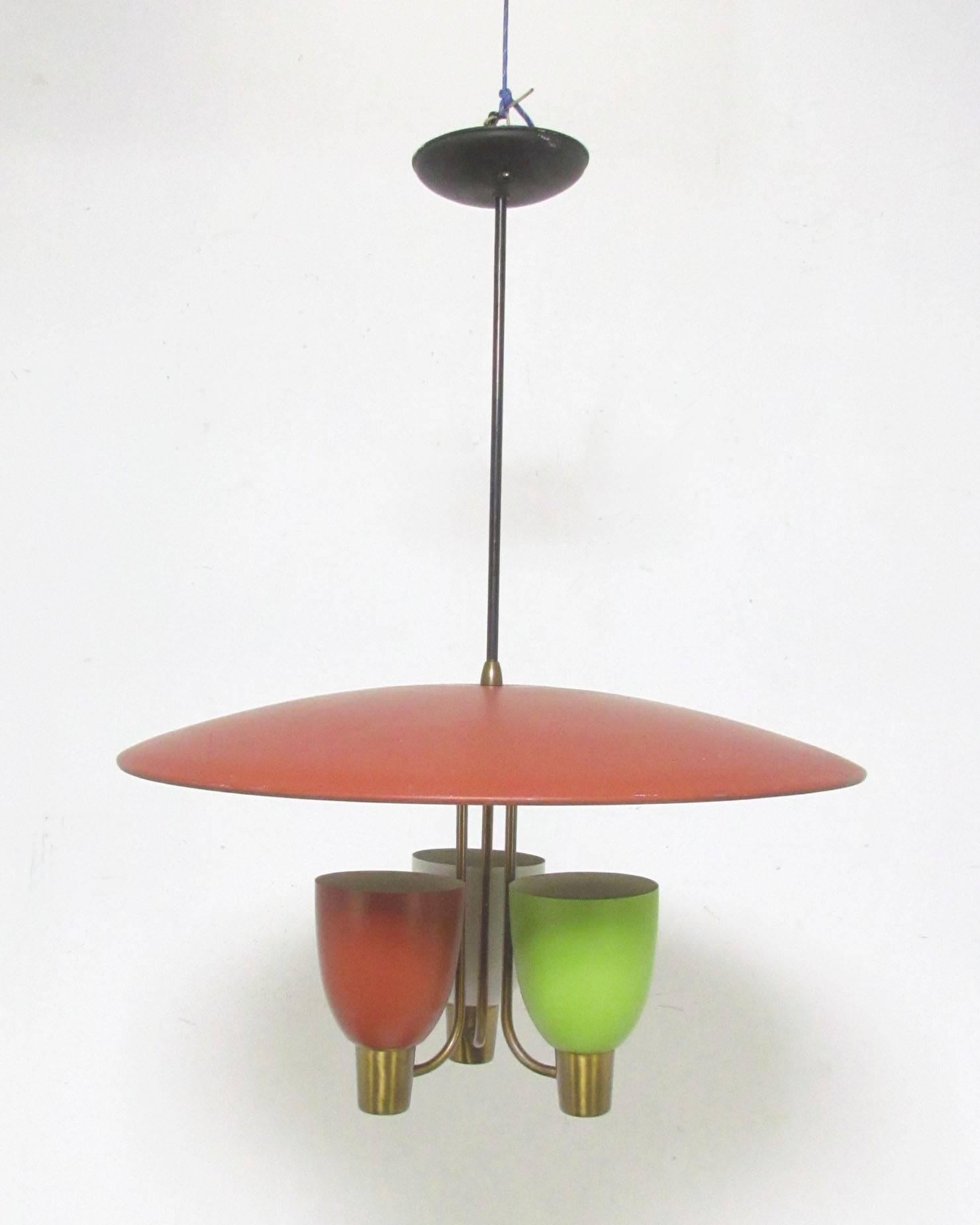 Milieu du XXe siècle Lustre à suspension, vers les années 1950, style Gerald Thurston pour Lightolier  en vente