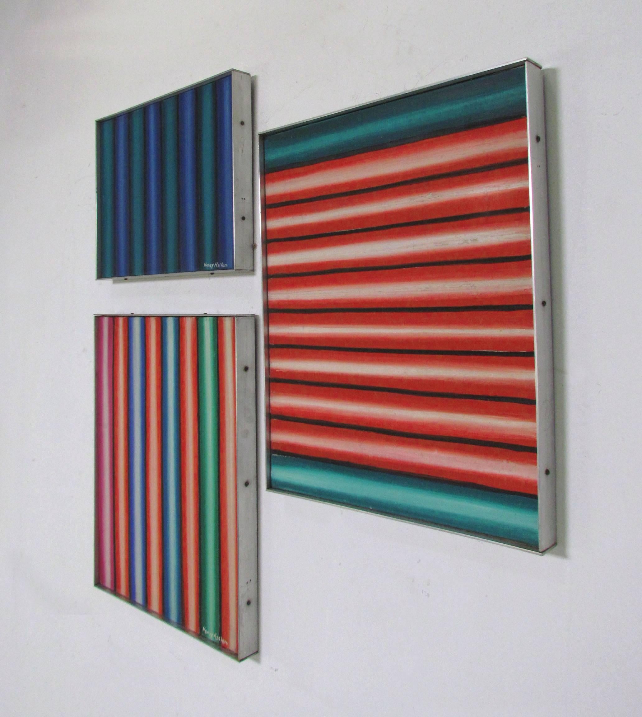 Mid-Century Modern Trio of Color Field Paintings by New York Artist Henry Kallem, circa 1960s
