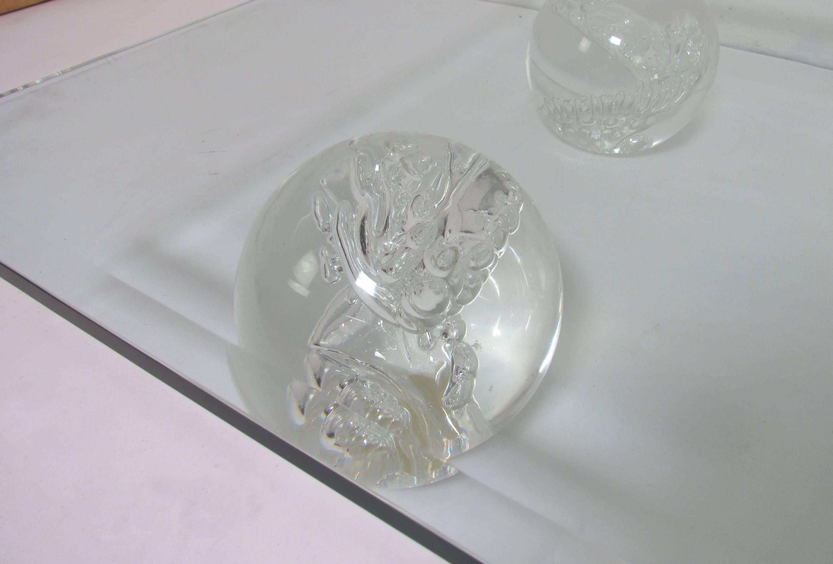Glass Coffee Table with Resin Balls in Manner of Pierre Giraudon