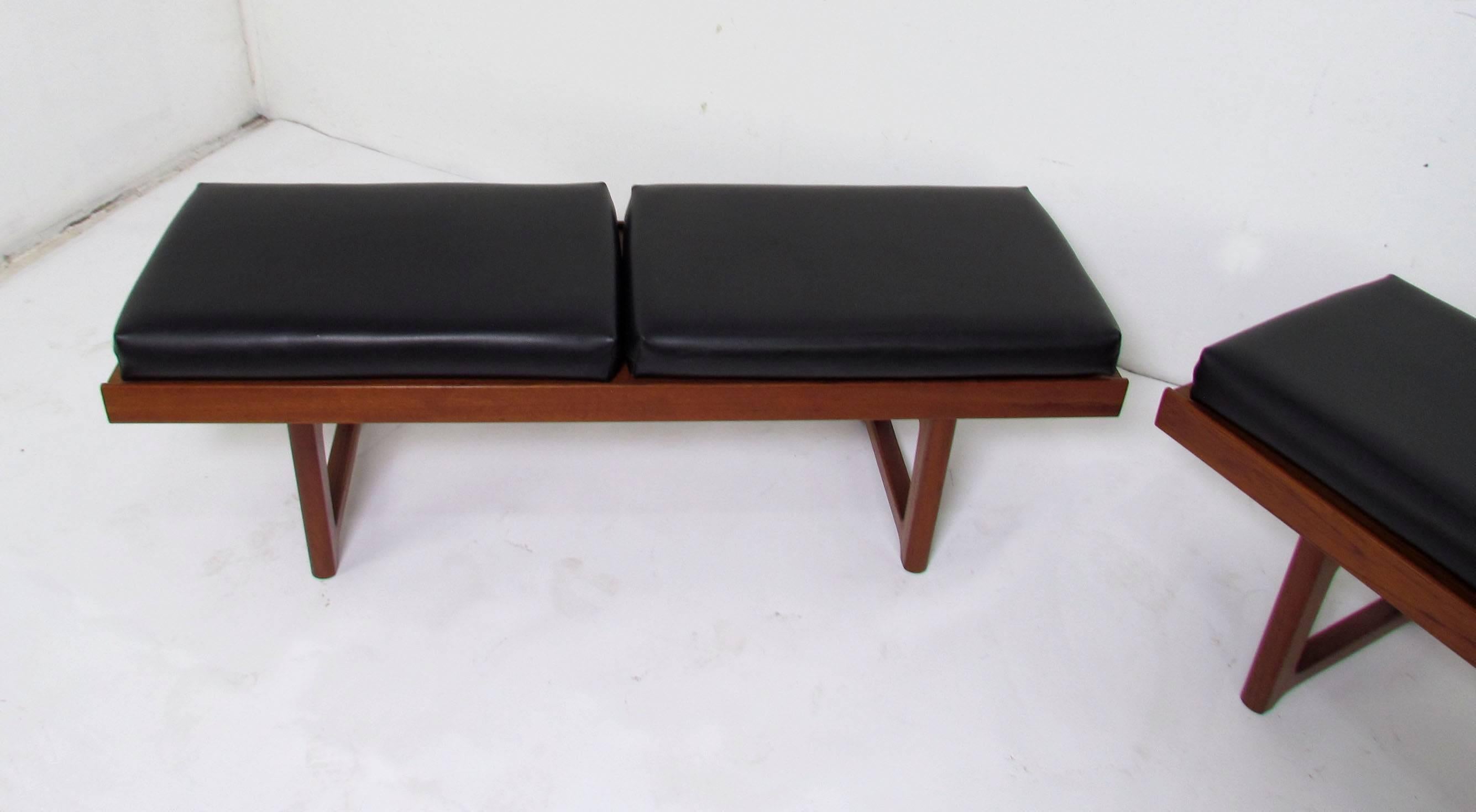 Pair of Danish Modern Teak Benches by Torbjørn Afdal for Bruksbo, circa 1960s In Good Condition In Peabody, MA