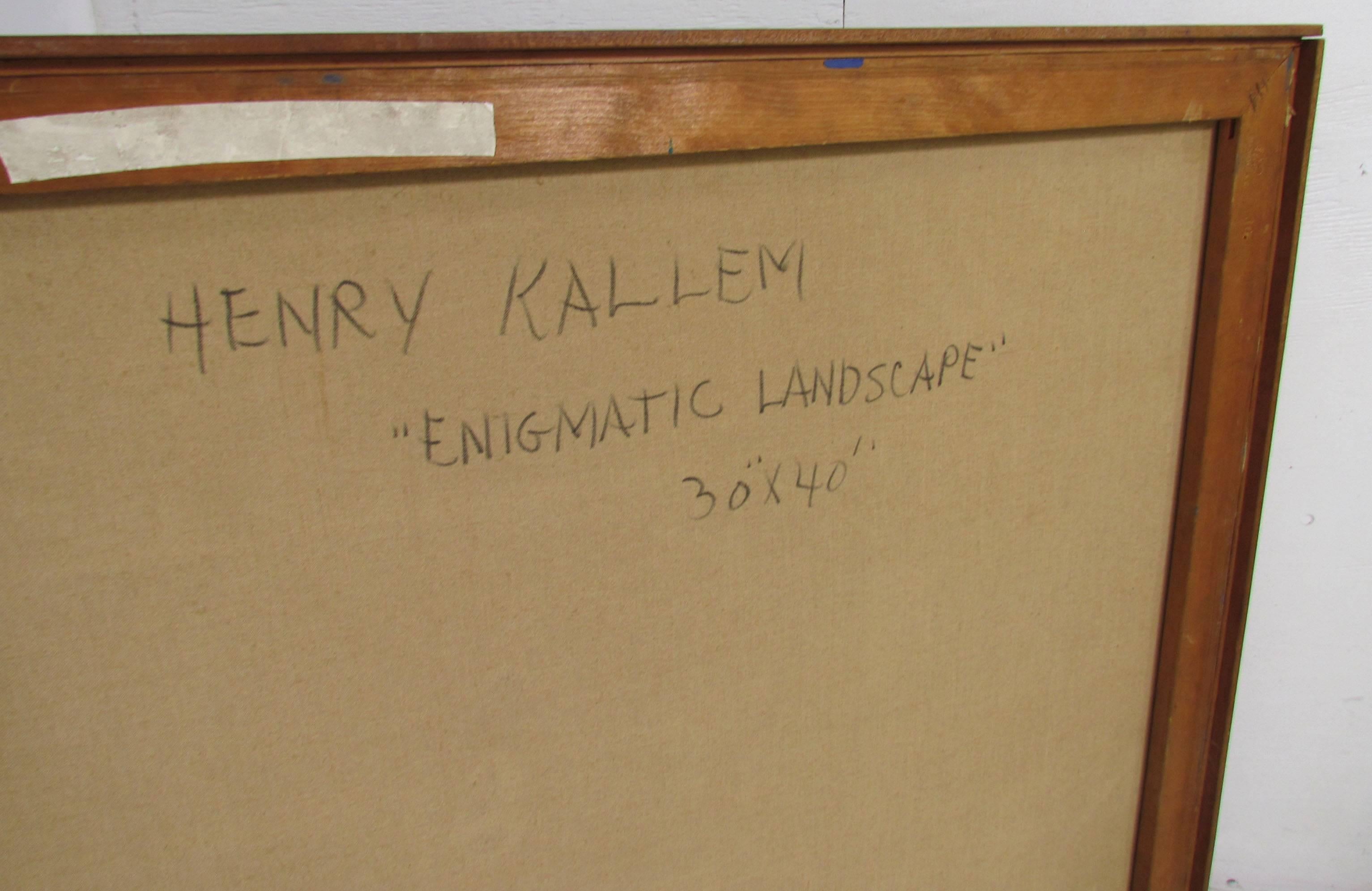 Milieu du XXe siècle Peinture de paysage à bords durs de Monhegan par Henry Kallem, vers les années 1960 en vente