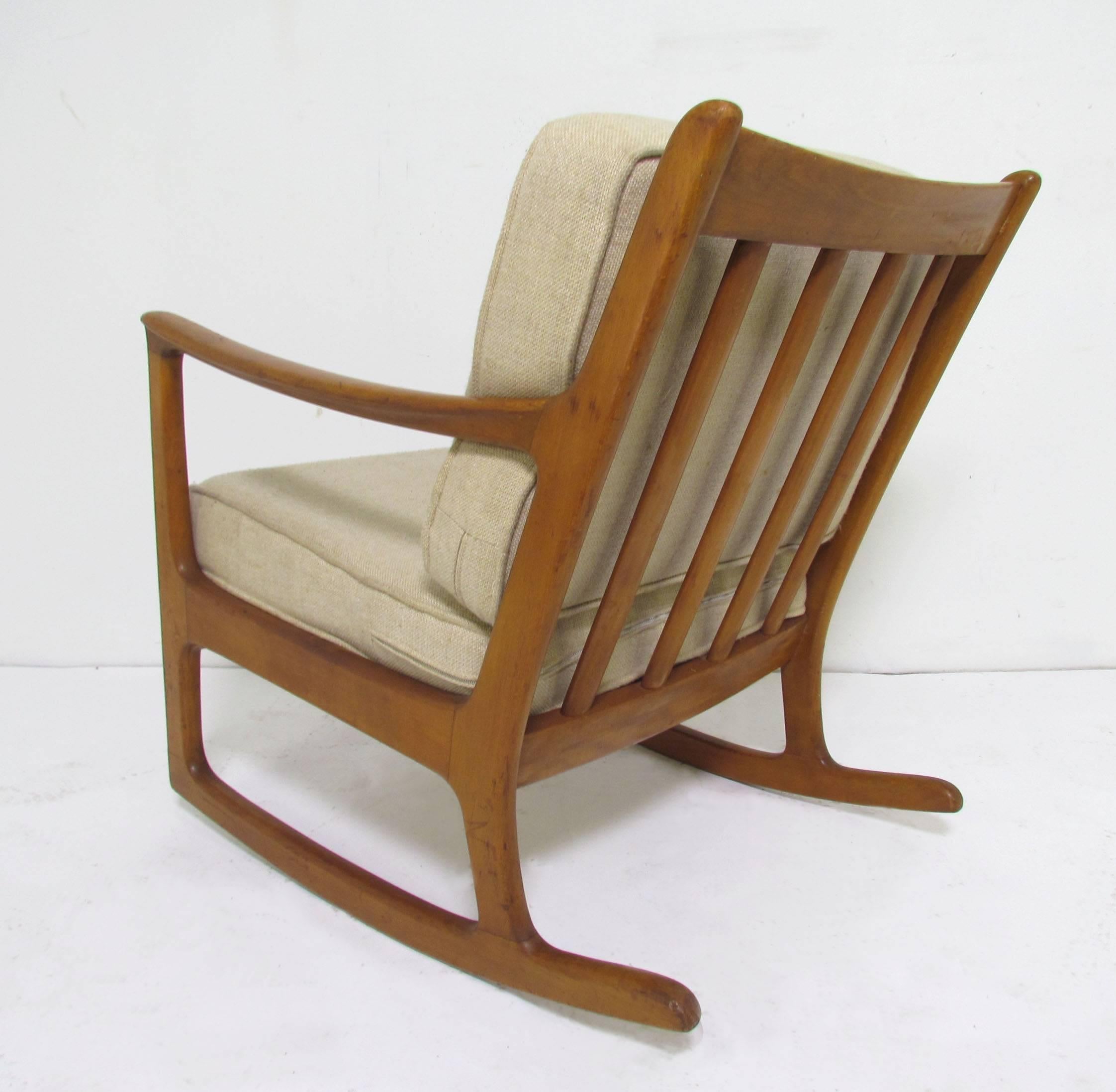 Ole Wanscher Danish Rocking Chair for France & Daverkosen In Good Condition In Peabody, MA
