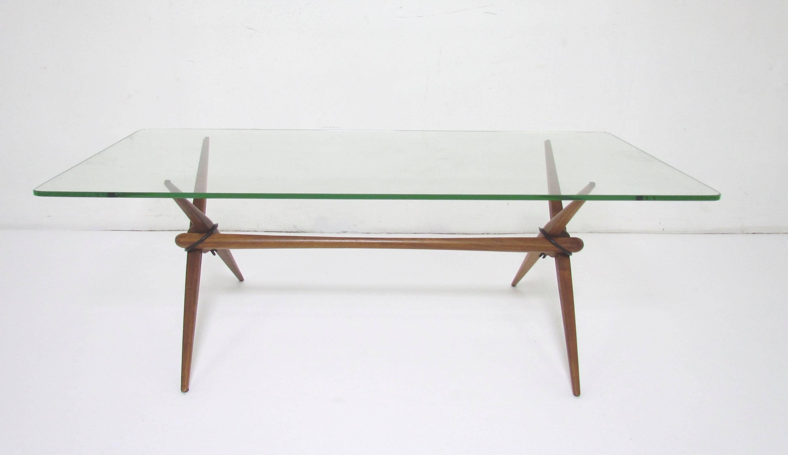 Unknown Midcentury Teak Coffee Table with X-Form Legs