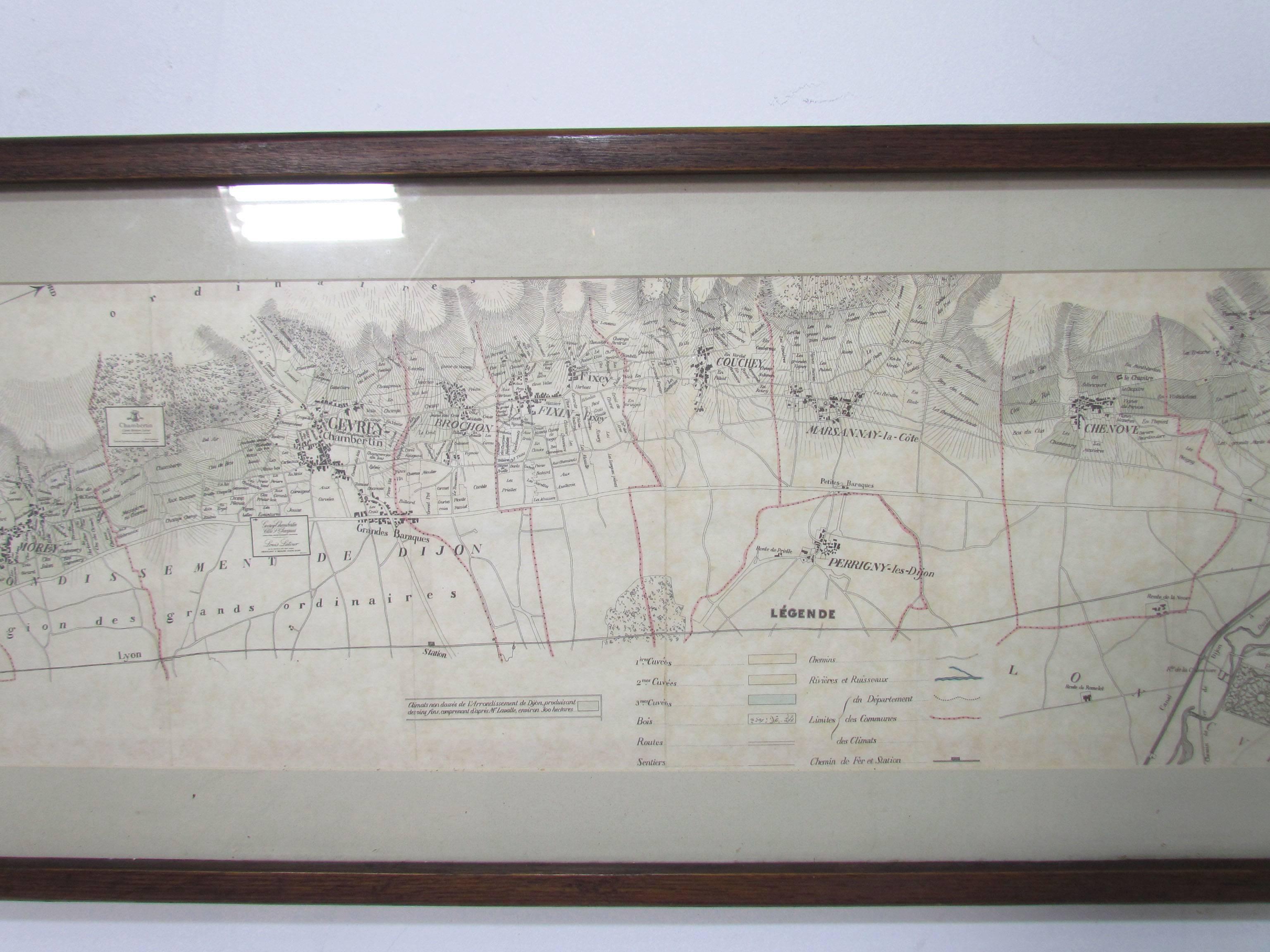 Panoramic Antique Lithographic Map for Louis Latour, Burgundy France Region In Good Condition In Peabody, MA