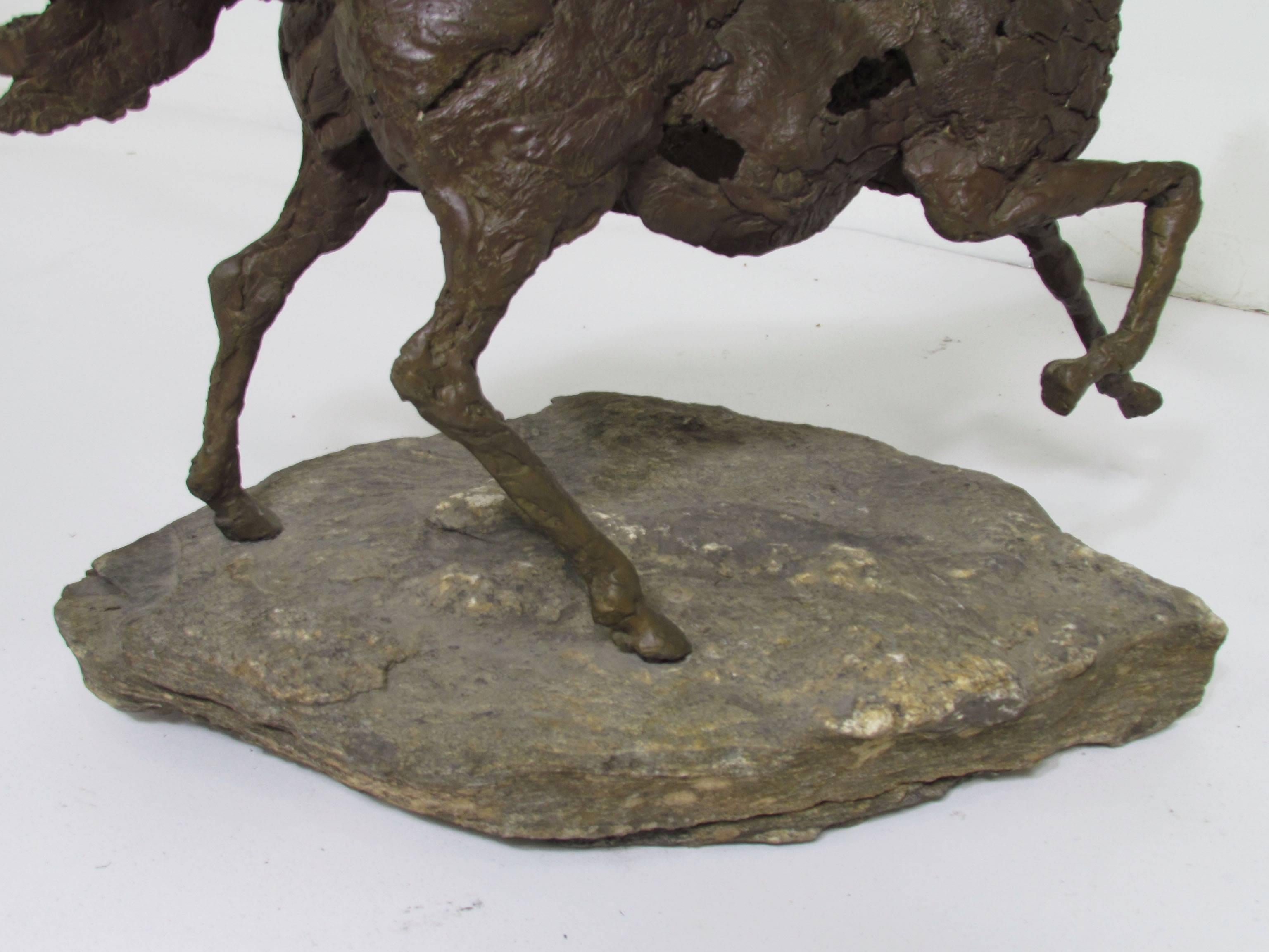 Mid-20th Century Brutalist Bronze Sculpture of a Wild Horse, circa 1960s